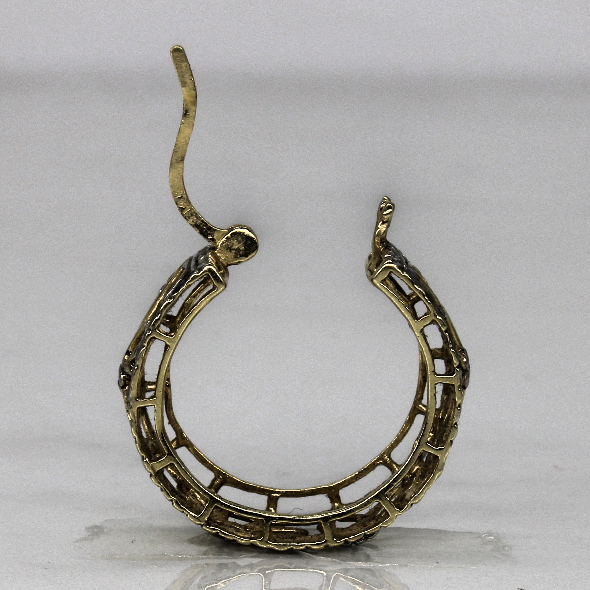 14k Two Tone Lattice Hoop Earrings |