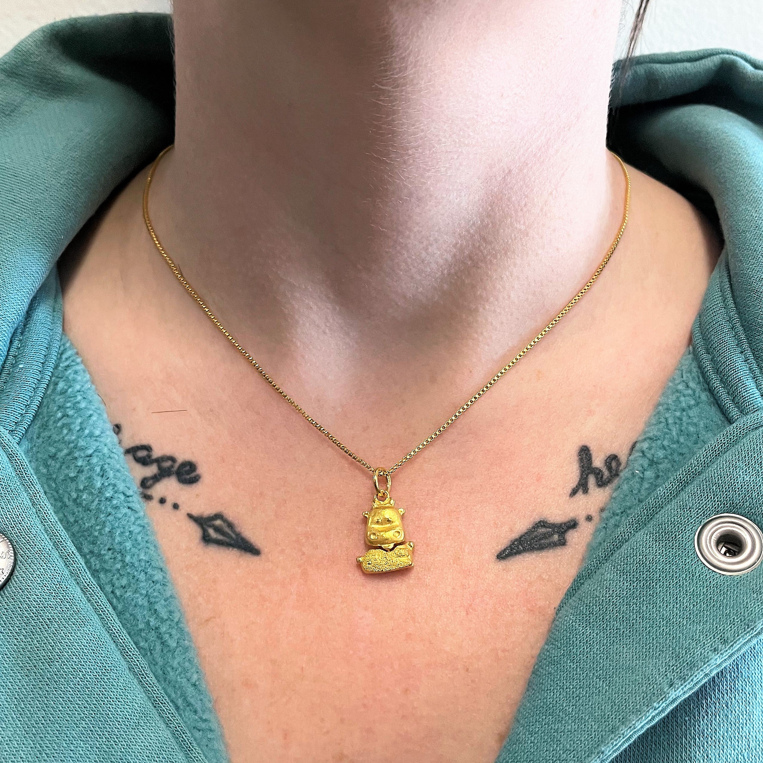 24k Yellow Gold Happy Cow Necklace | 18" |