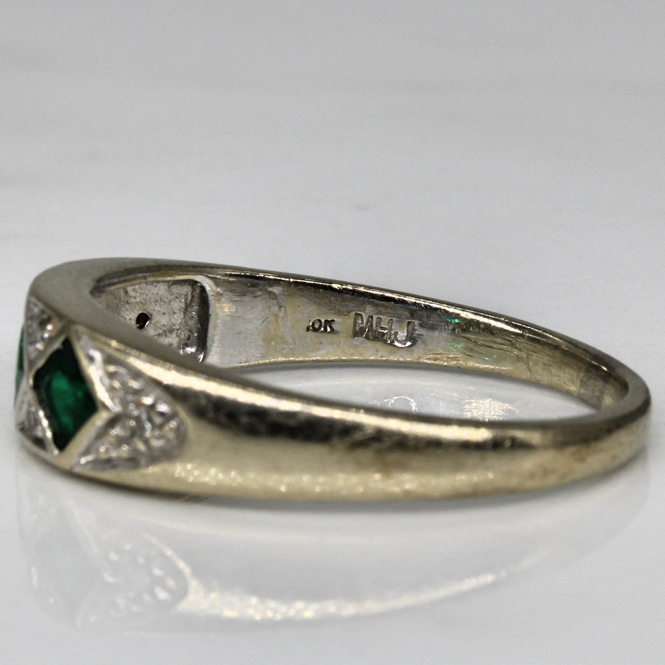 Michael Hill' Synthetic Emerald & Diamond Ring | 0.30ctw, 0.03ctw | SZ 8.5 |