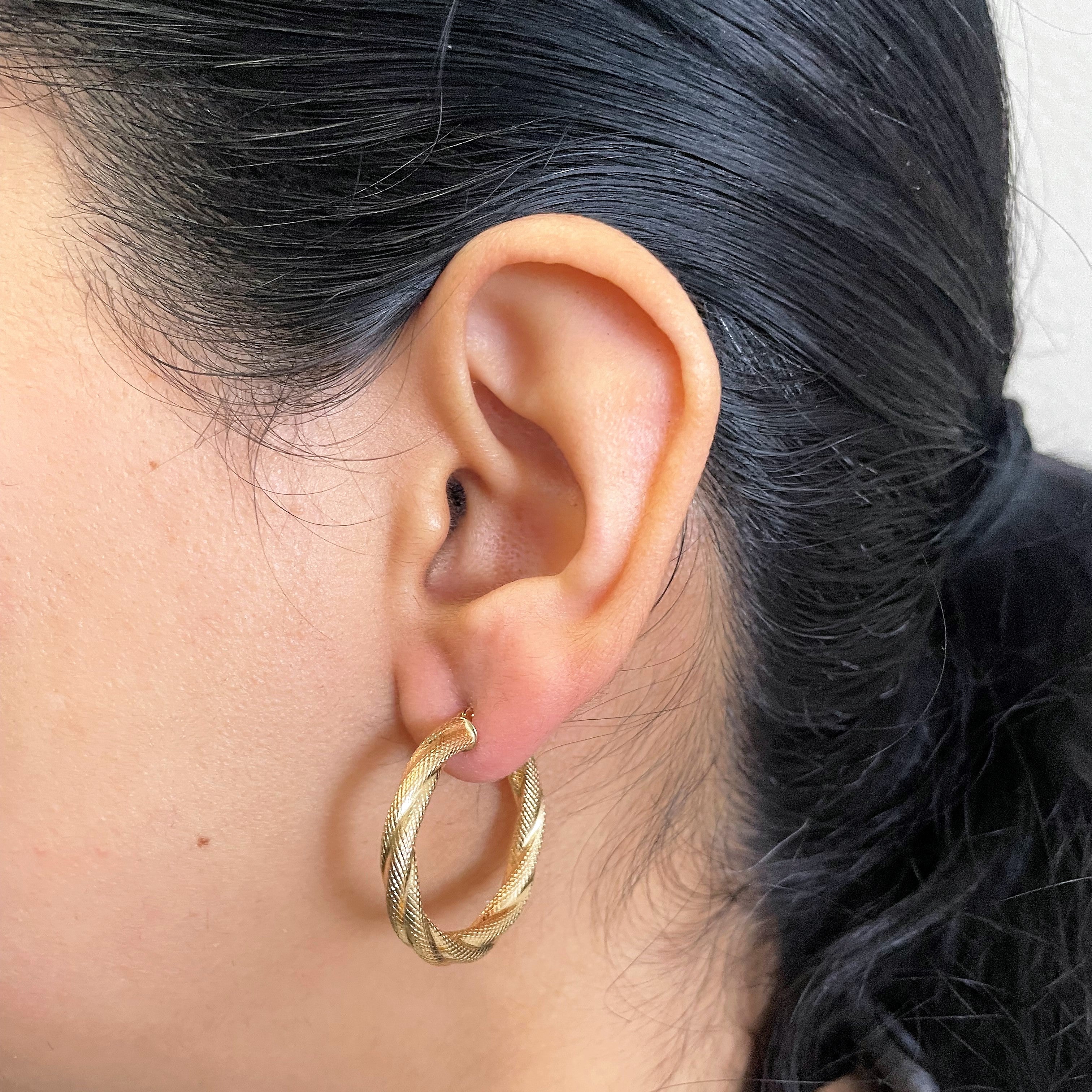 Satin Finish Twisted Hoop Earrings |