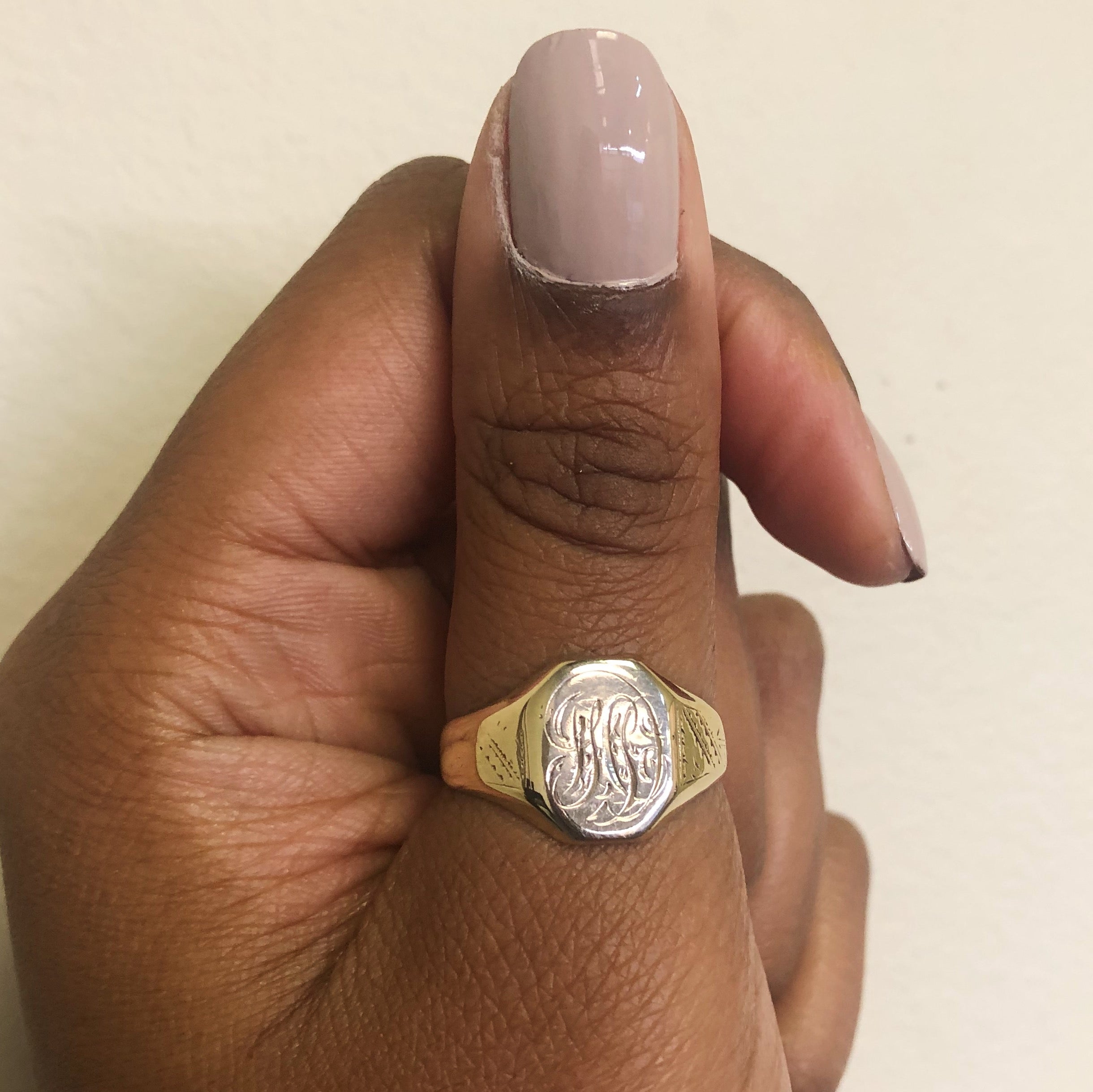 Bague chevalière gravée avec initiale « HC » | Taille 12 |