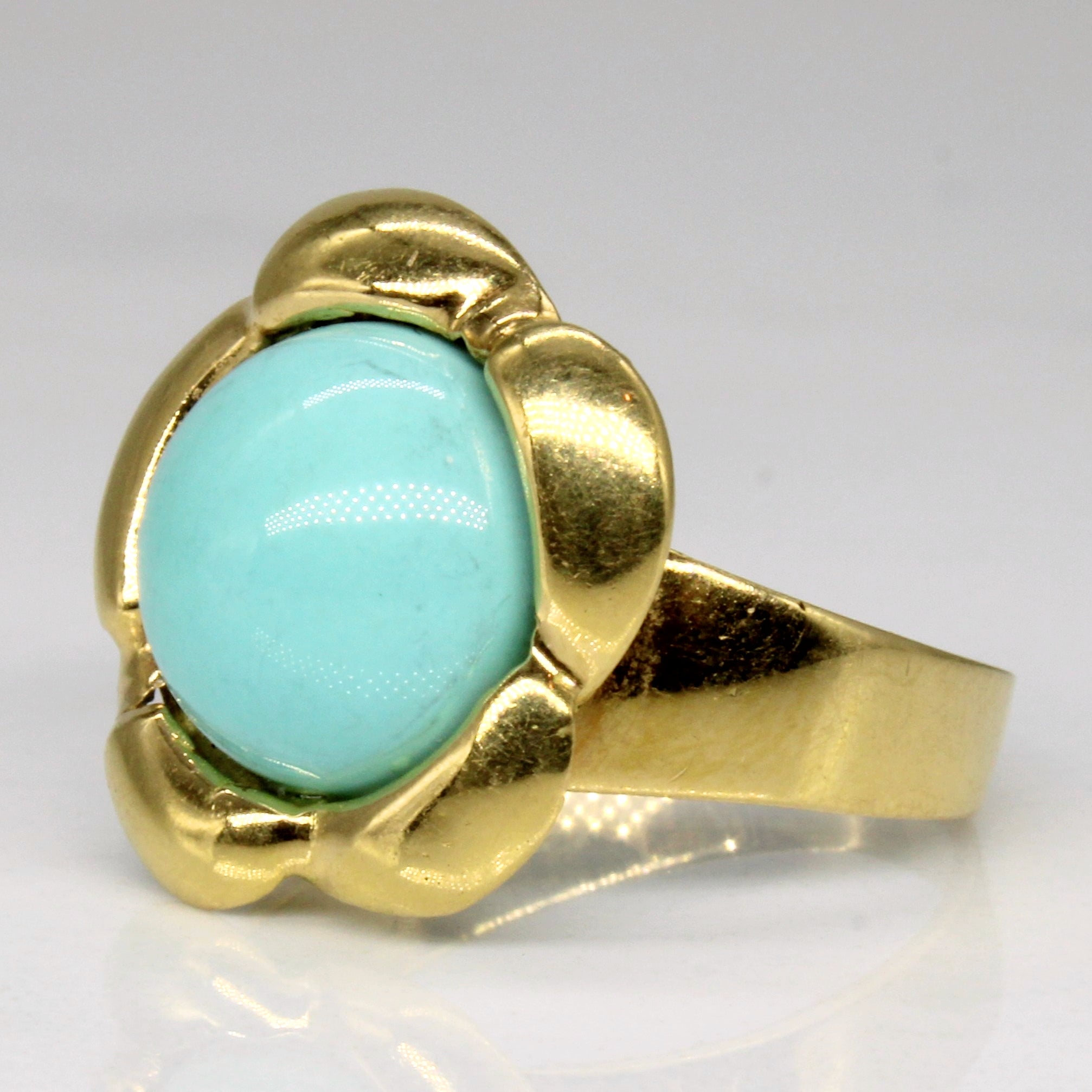 Dyed Blue Howlite Flower Ring | 3.00ct | SZ 6 |