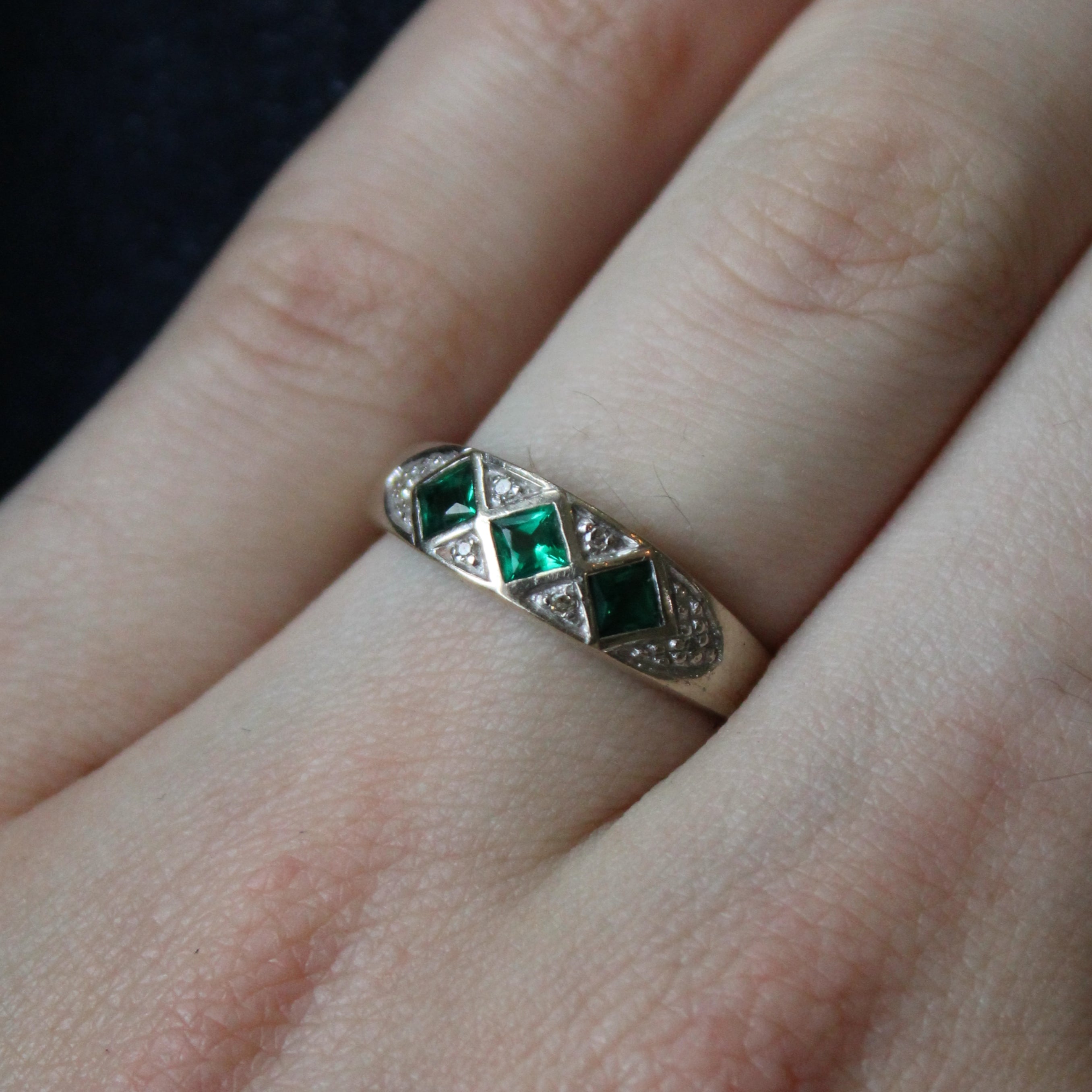 Michael Hill' Synthetic Emerald & Diamond Ring | 0.30ctw, 0.03ctw | SZ 8.5 |