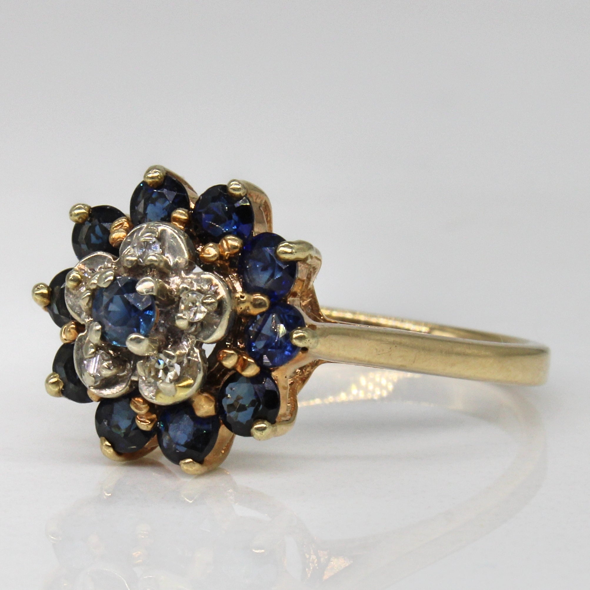 Sapphire & Diamond High Set Cocktail Ring | 0.75ctw, 0.03ctw | SZ 6.5 |