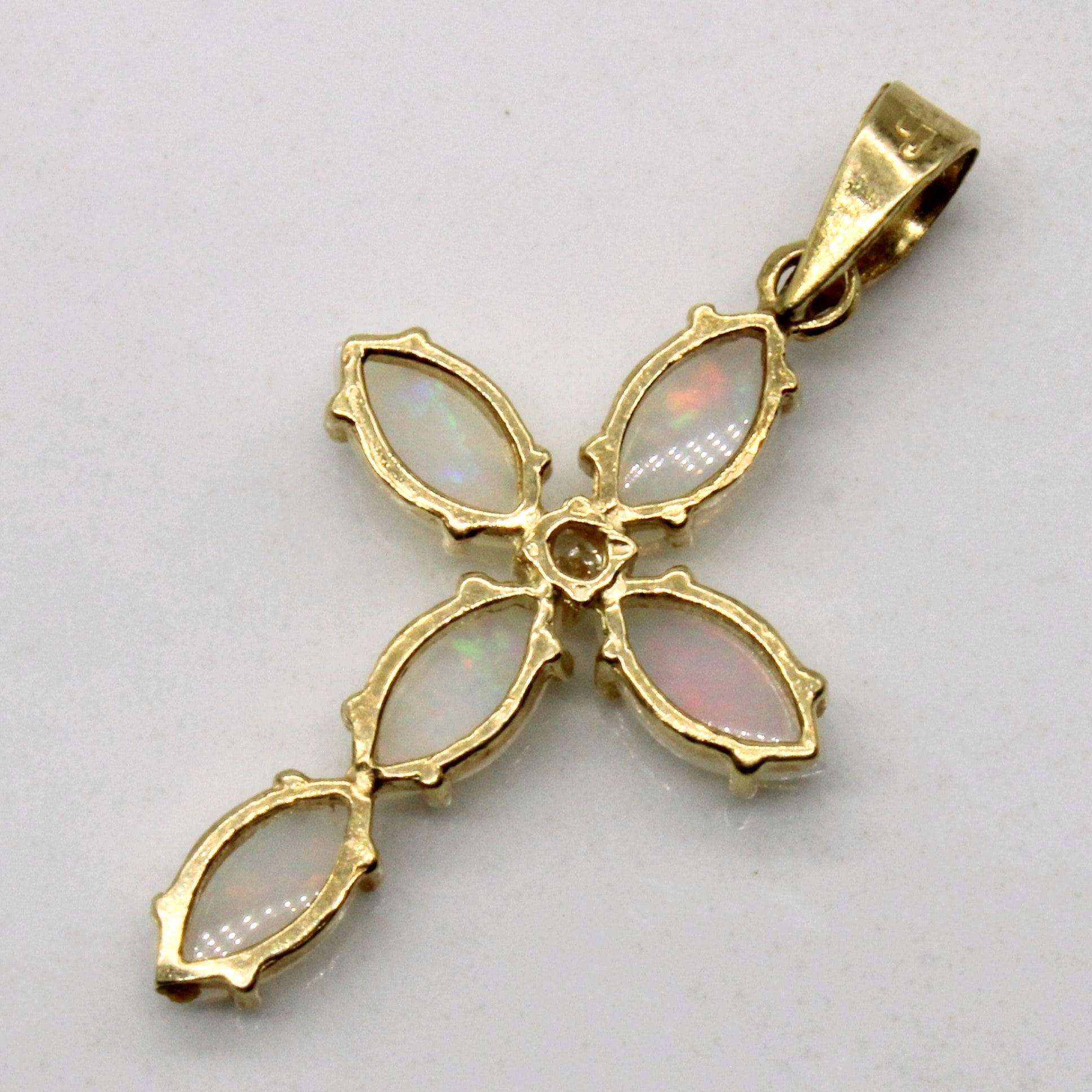 Opal Cabochon & Diamond Cross Pendant | 0.60ctw, 0.01ct |