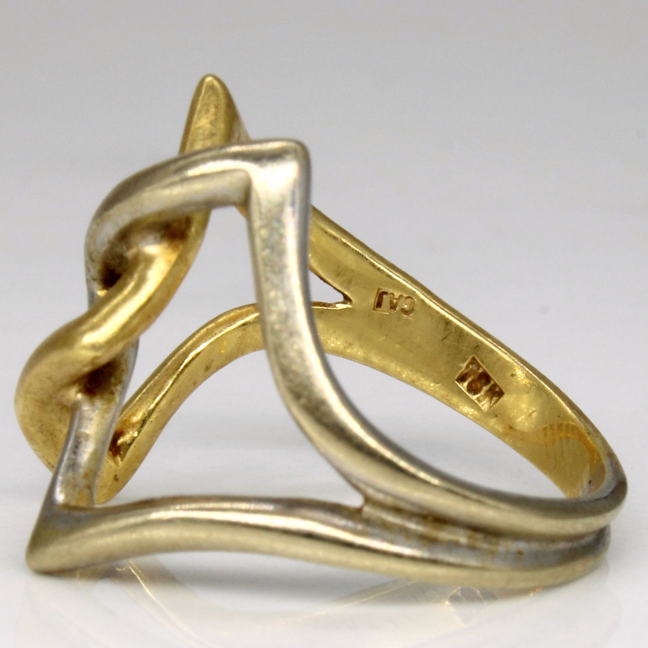 Two Tone Gold Bypass Abstract Ring | SZ 7 |