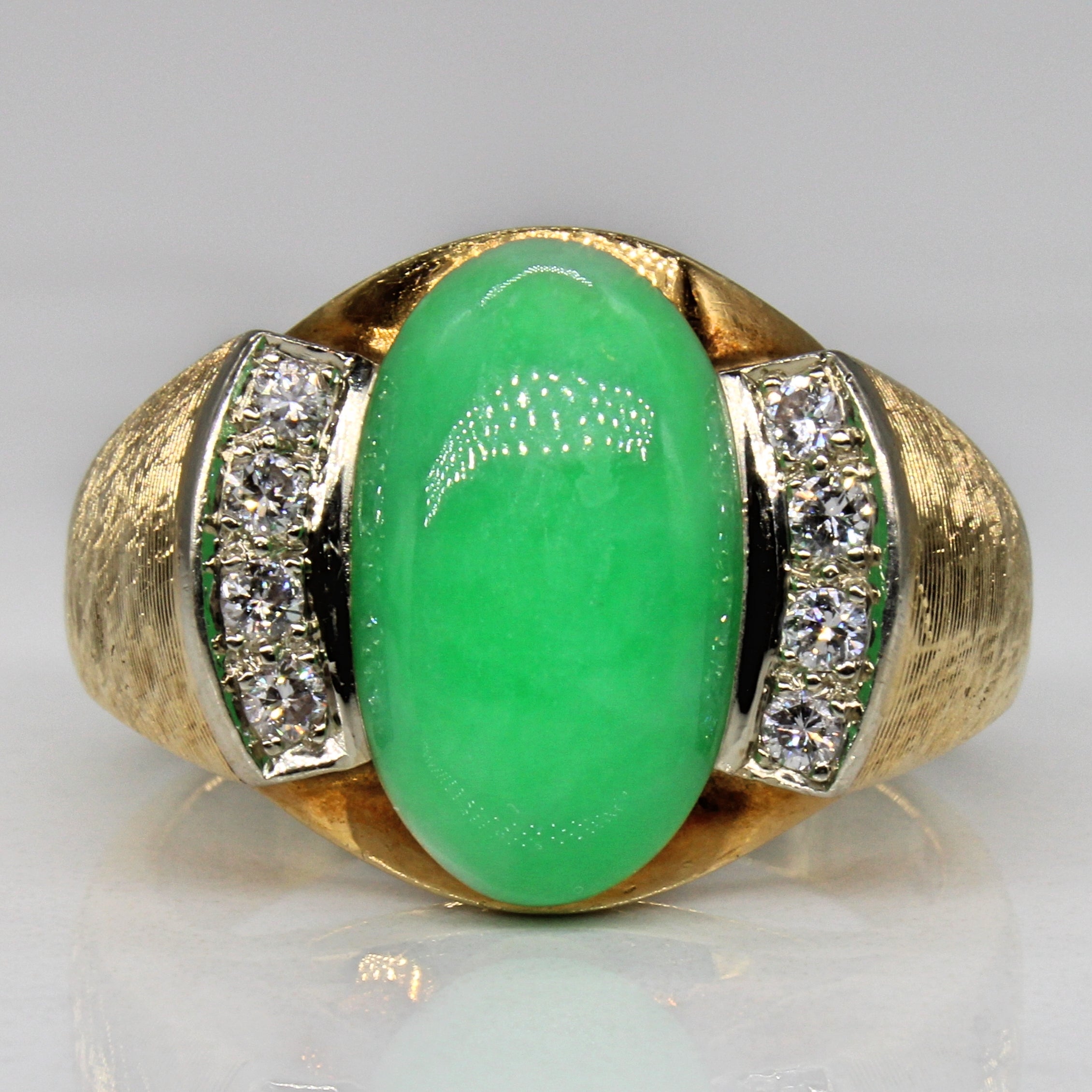 Jadeite & Diamond Cocktail Ring | 6.00ct, 0.24ctw | SZ 8.75 |