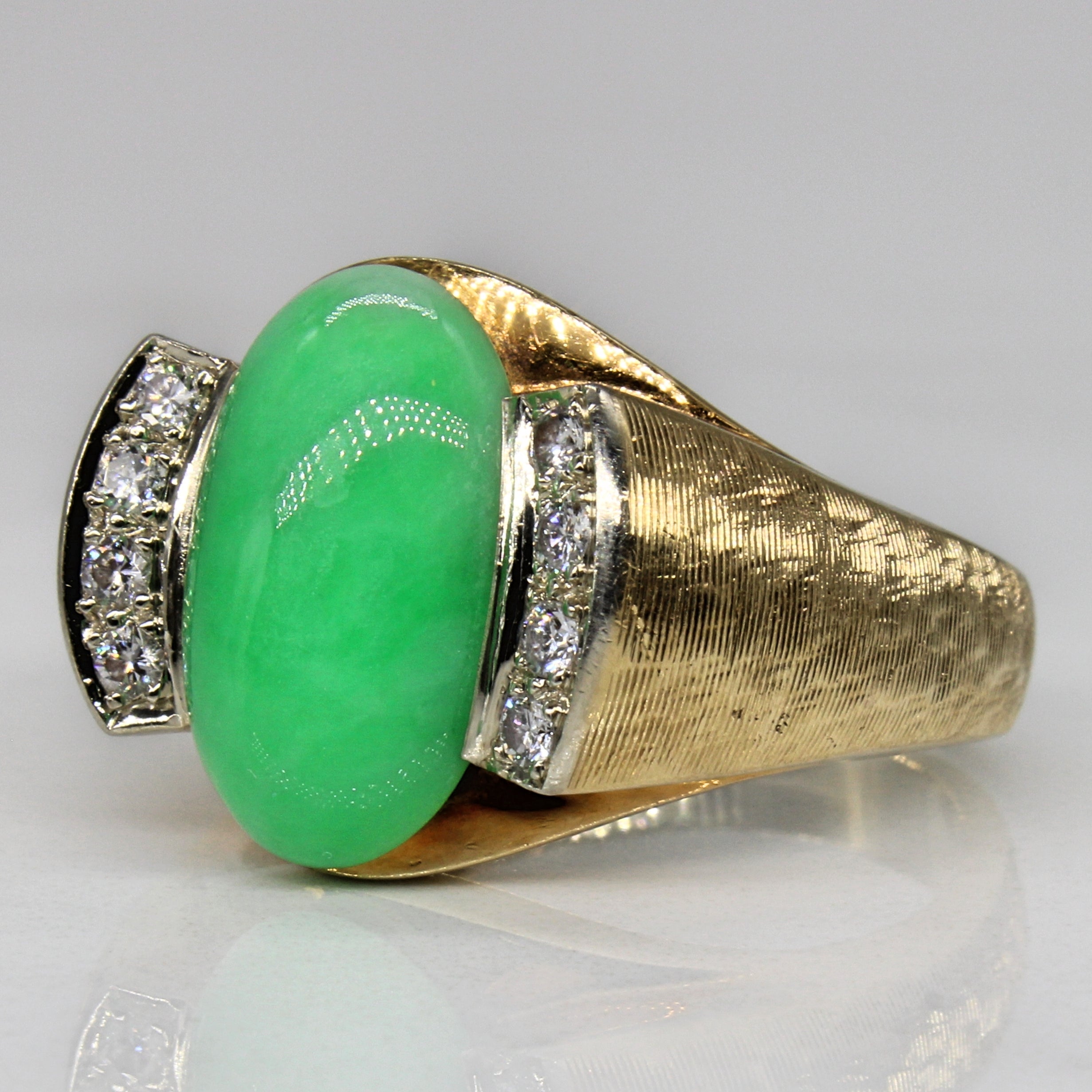 Jadeite & Diamond Cocktail Ring | 6.00ct, 0.24ctw | SZ 8.75 |