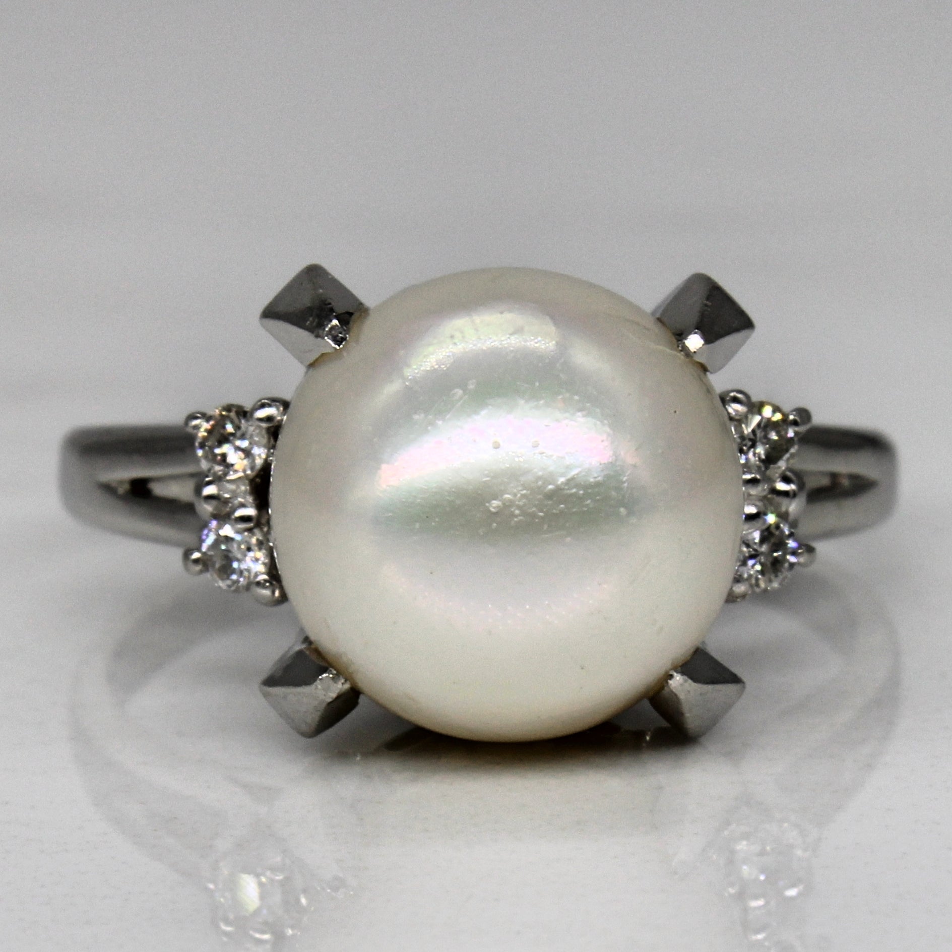 South Sea Pearl & Diamond Ring | 0.08ctw | SZ 8.5 |
