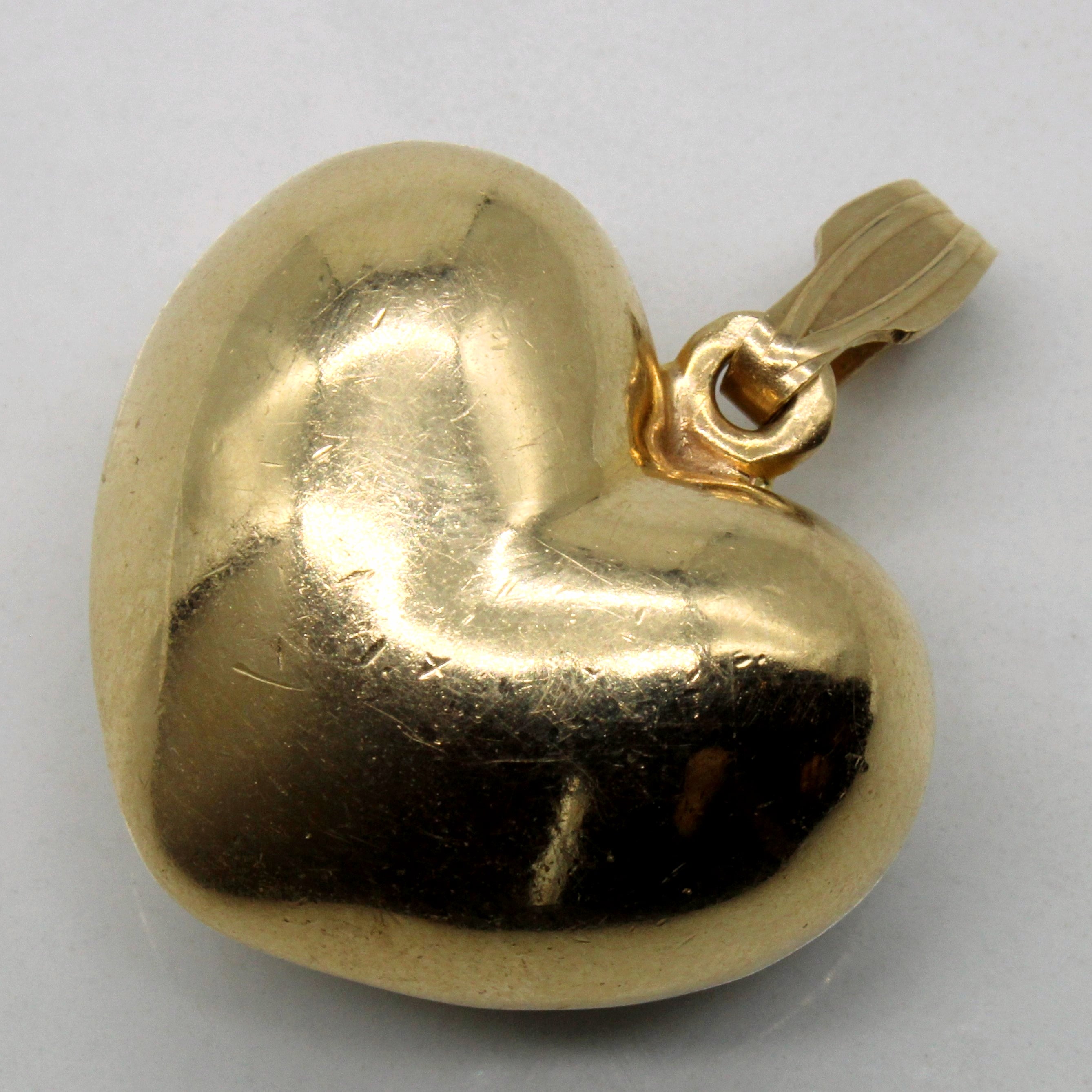 Yellow Gold Puffed Heart Pendant |