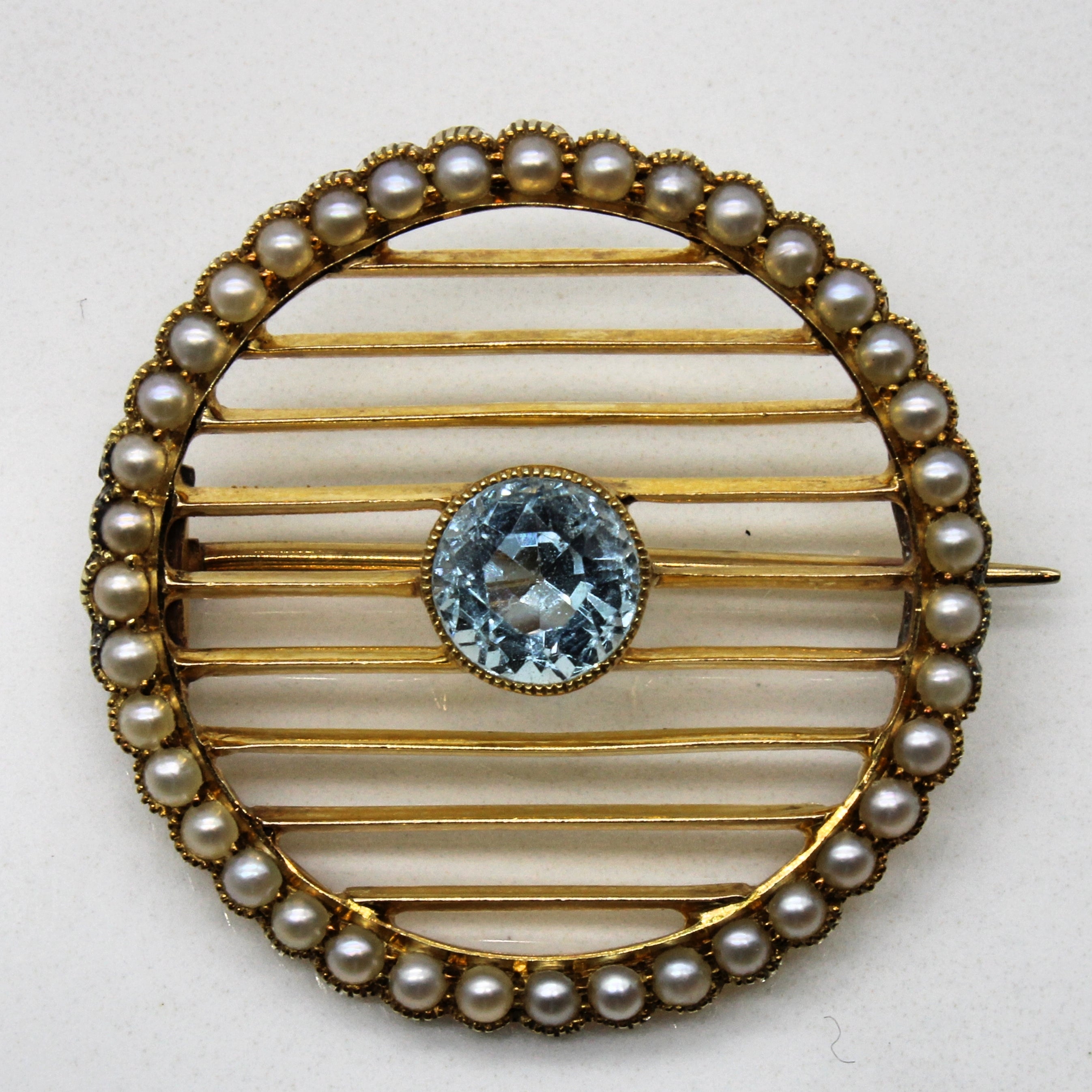 Aquamarine & Pearl Brooch | 0.80ct |