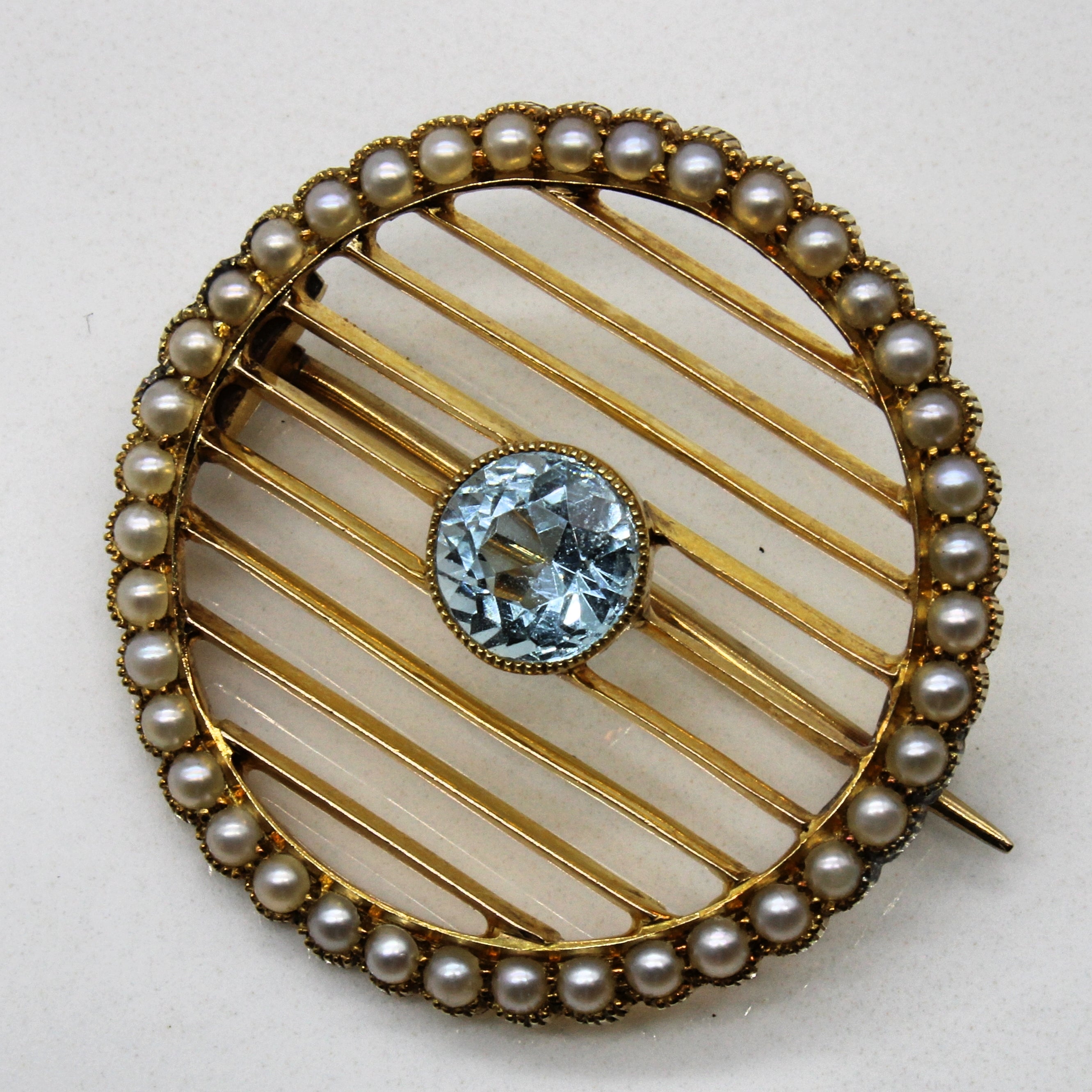Aquamarine & Pearl Brooch | 0.80ct |