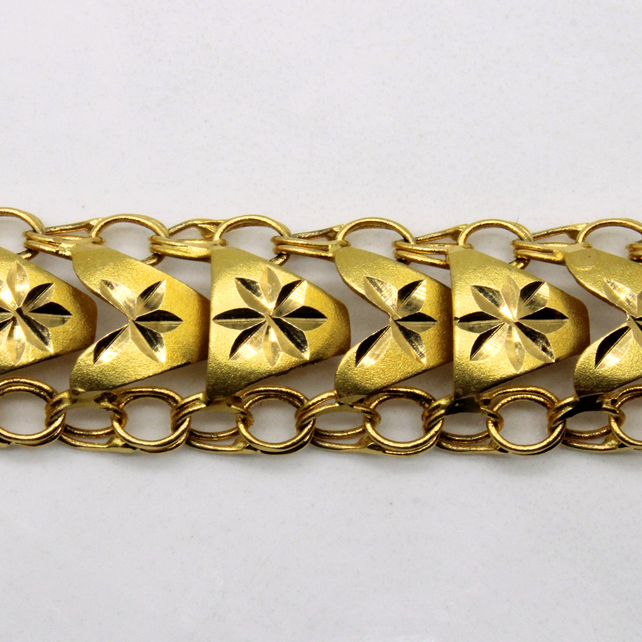 Yellow Gold Ornate Link Bracelet | 7.5" |