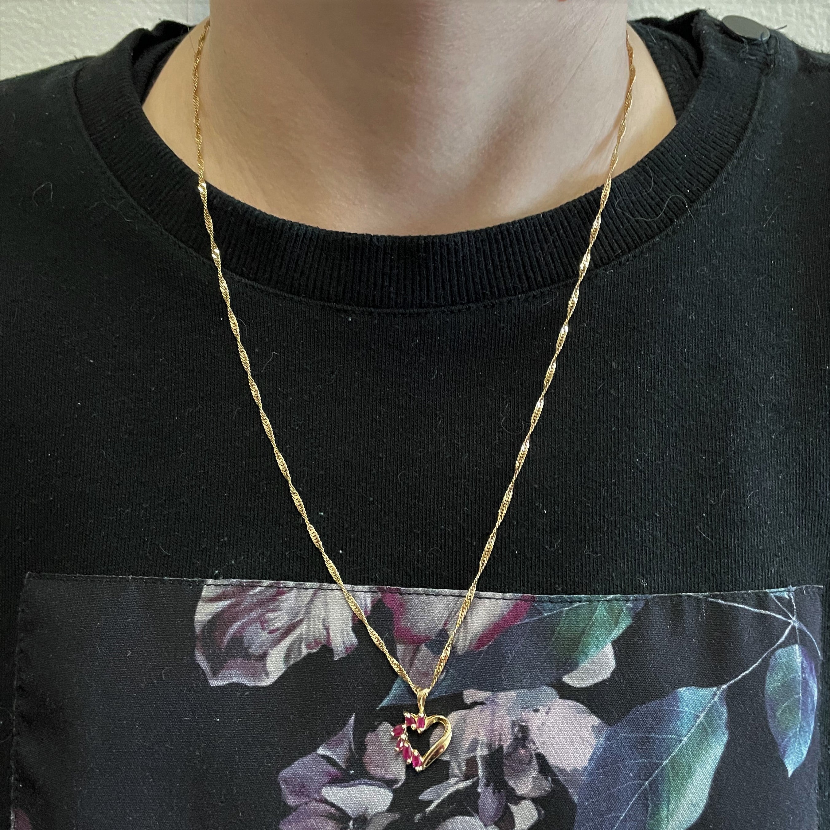Ruby Heart Pendant Necklace | 0.36ctw | 22" |