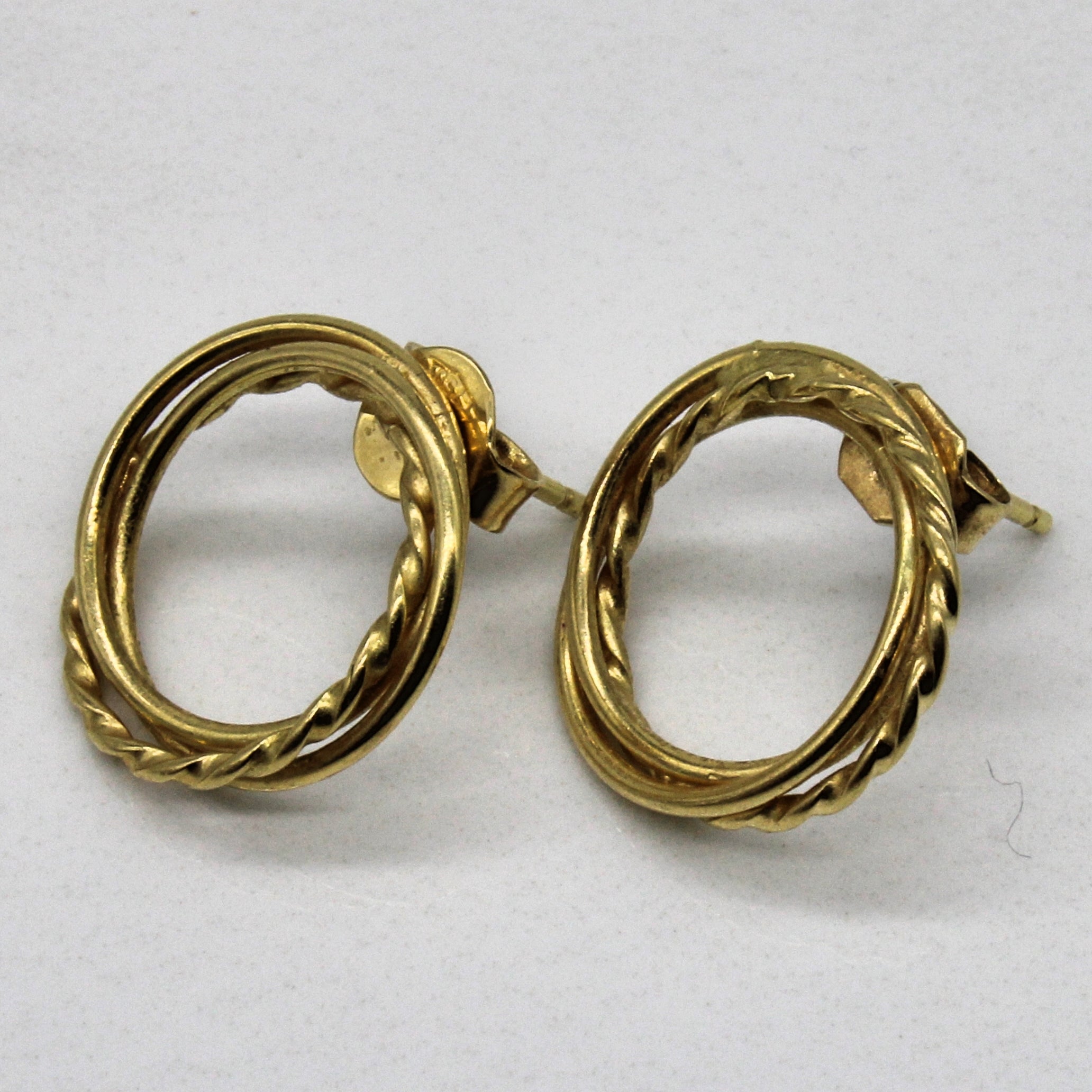 18k Yellow Gold Overlapping Hoop Earrings