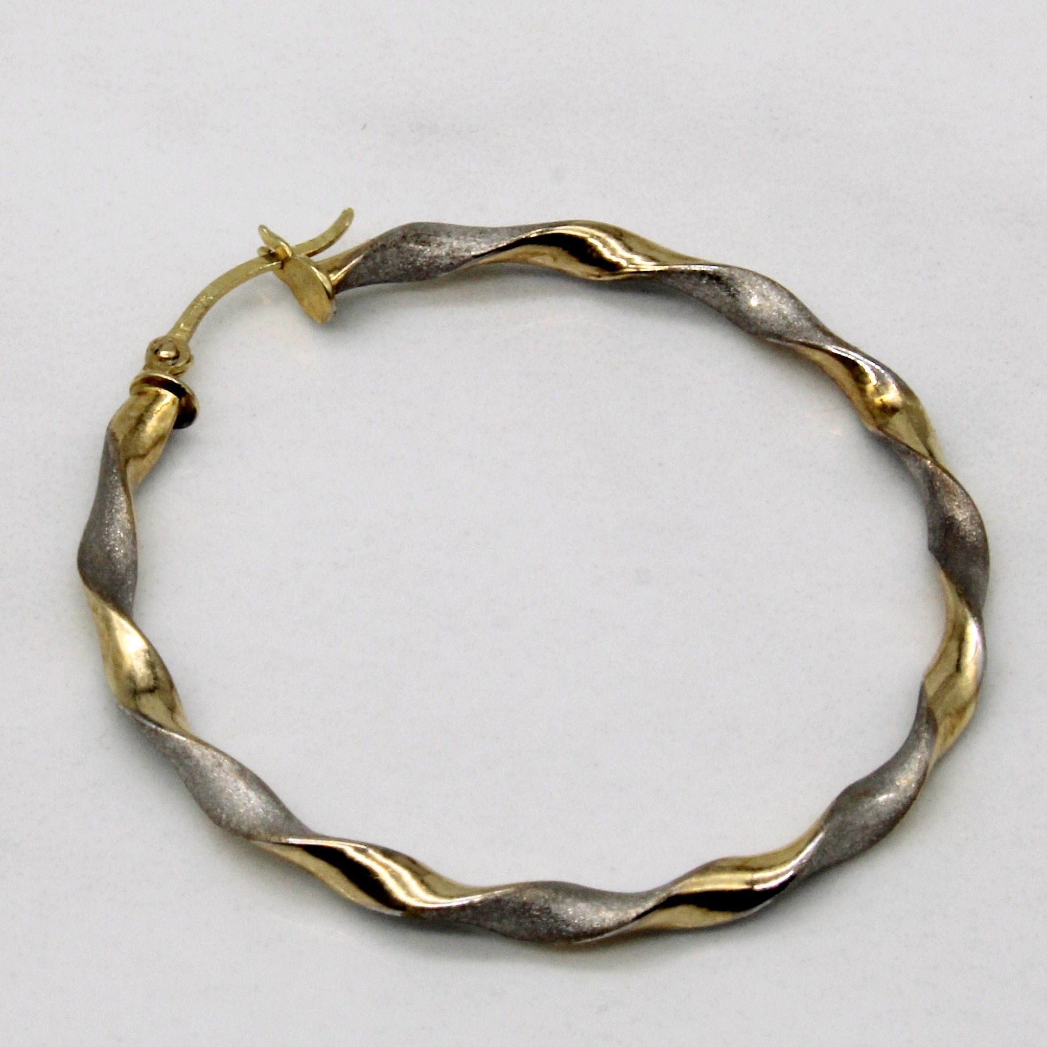 Two Tone Gold Twist Hoop Earrings |