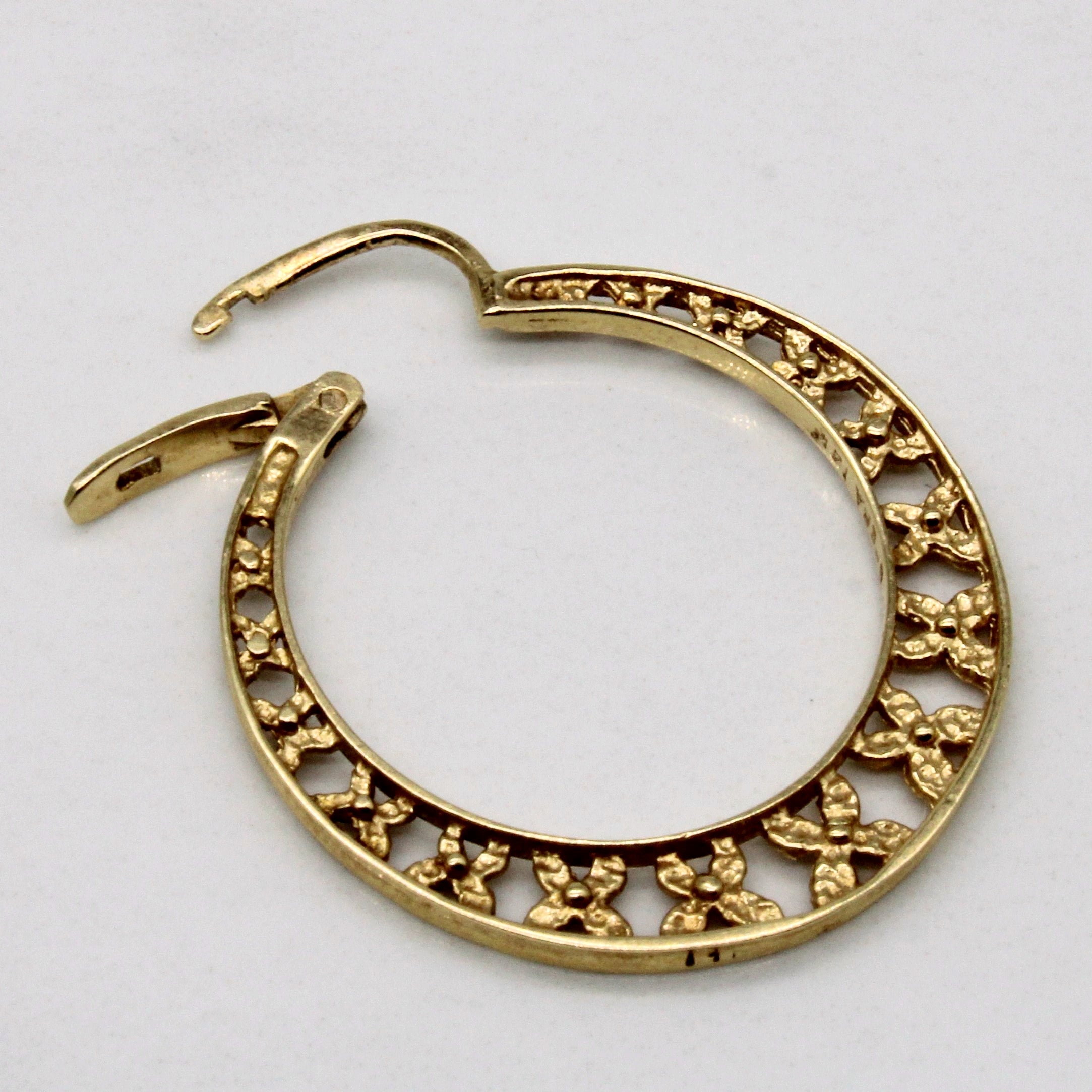 Yellow Gold Floral Hoops |