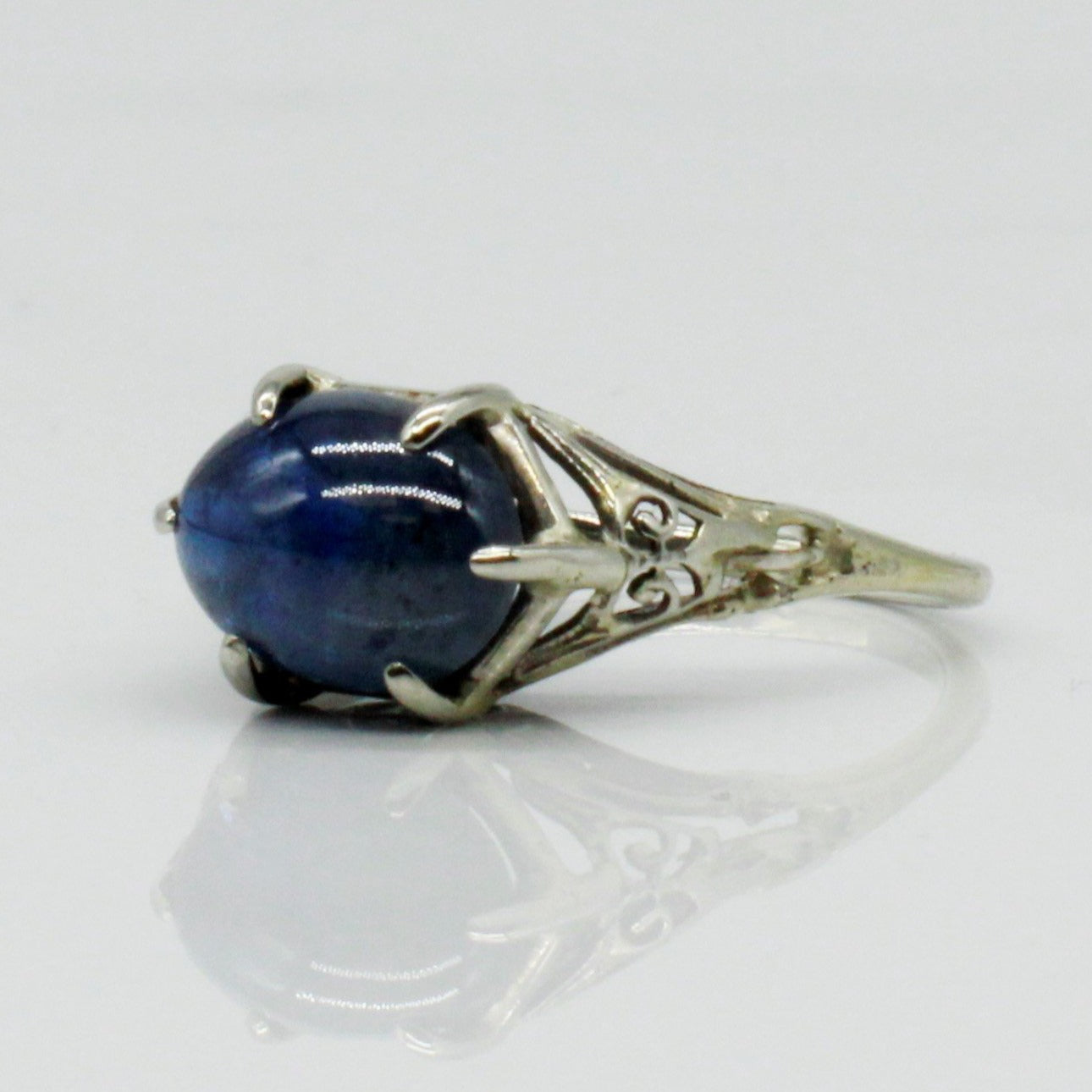 Bespoke' Art Deco Cabochon Sapphire Ring | 3.02ct | SZ 6 |