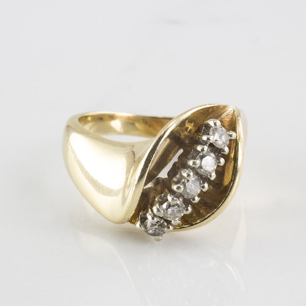 Lily Vintage Diamond Cocktail Ring | 0.20 ctw | SZ 5.75 |