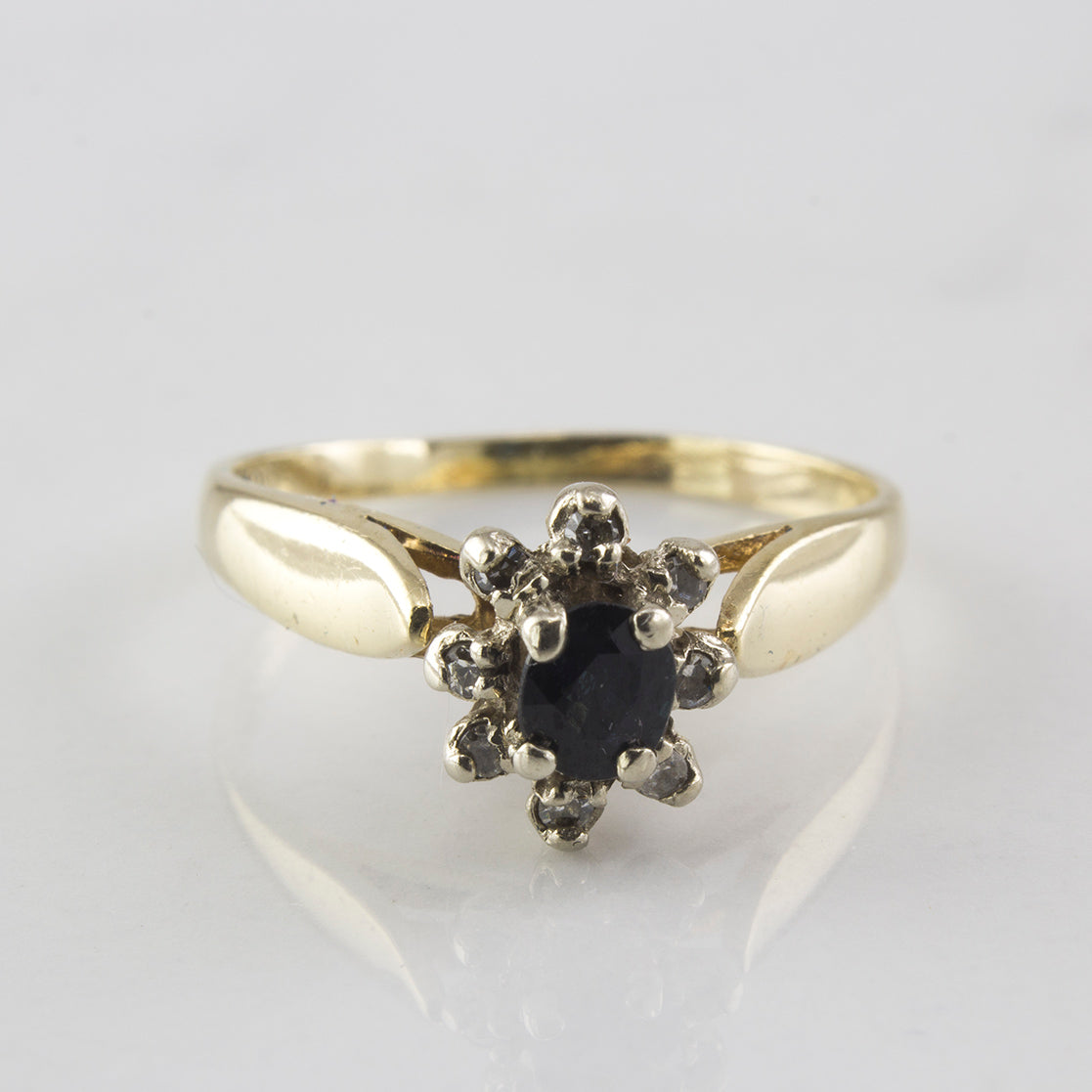 Sapphire and Diamond Halo Ring | 0.22 ct Sapphire | SZ 5 |