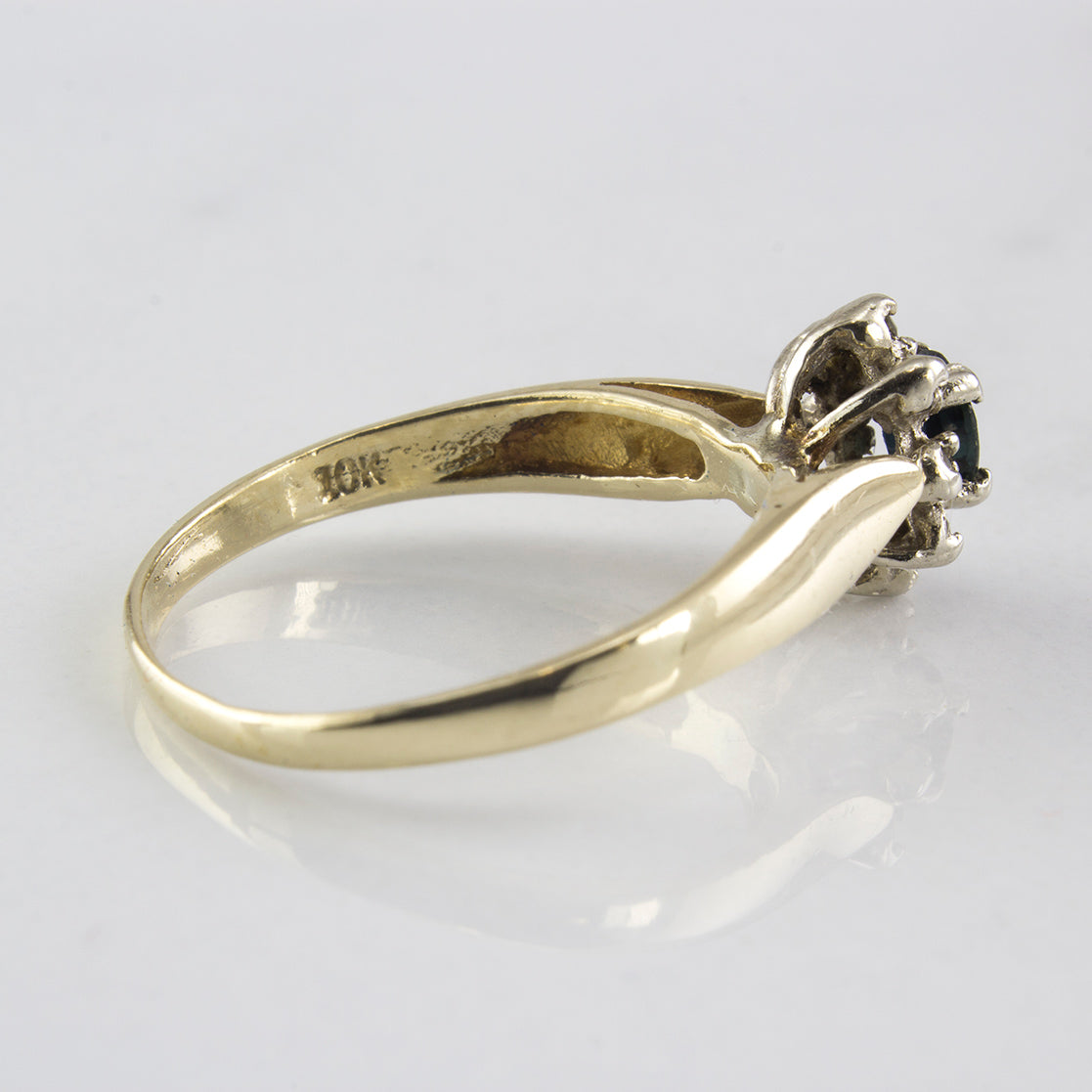Sapphire and Diamond Halo Ring | 0.22 ct Sapphire | SZ 5 |