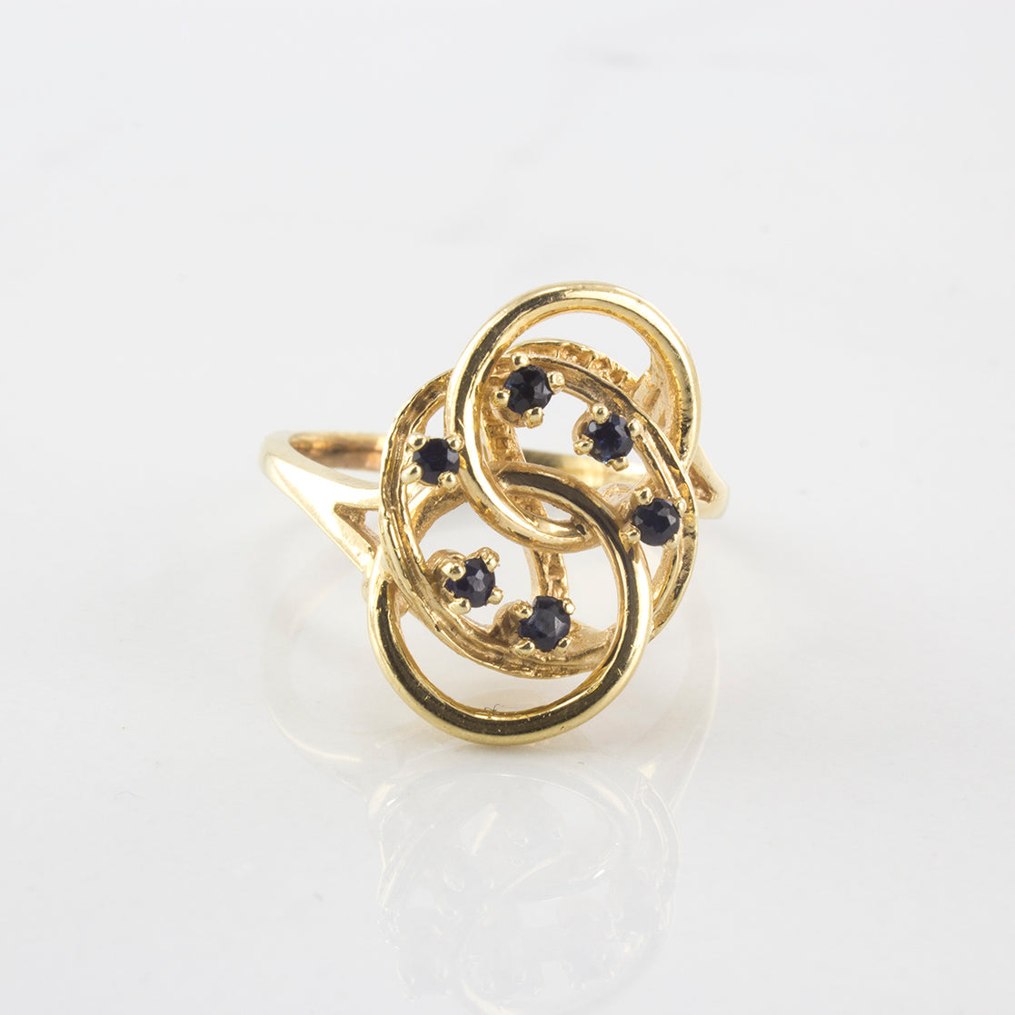 Blue Sapphire Three Circle Cocktail Ring | SZ 5.5 |