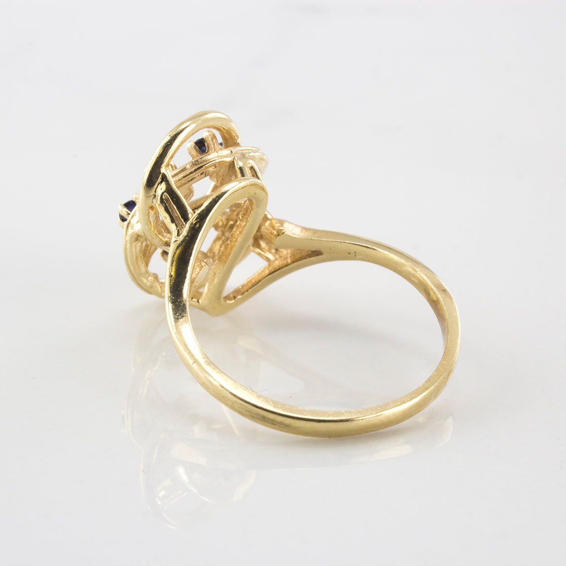 Blue Sapphire Three Circle Cocktail Ring | SZ 5.5 |