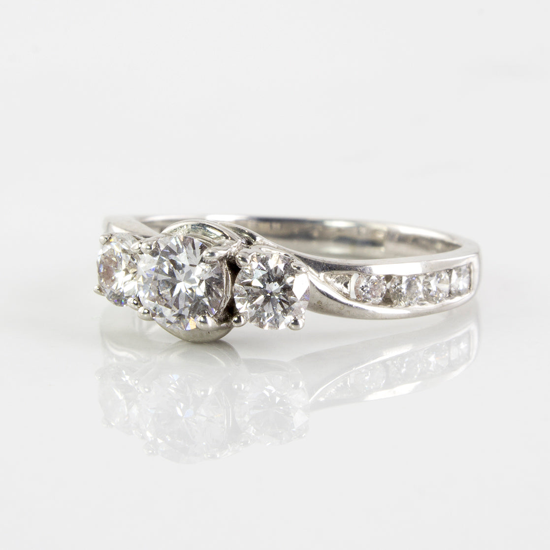 Offset Three Stone Diamond Ring | 0.87 ctw | SZ 5.75 |