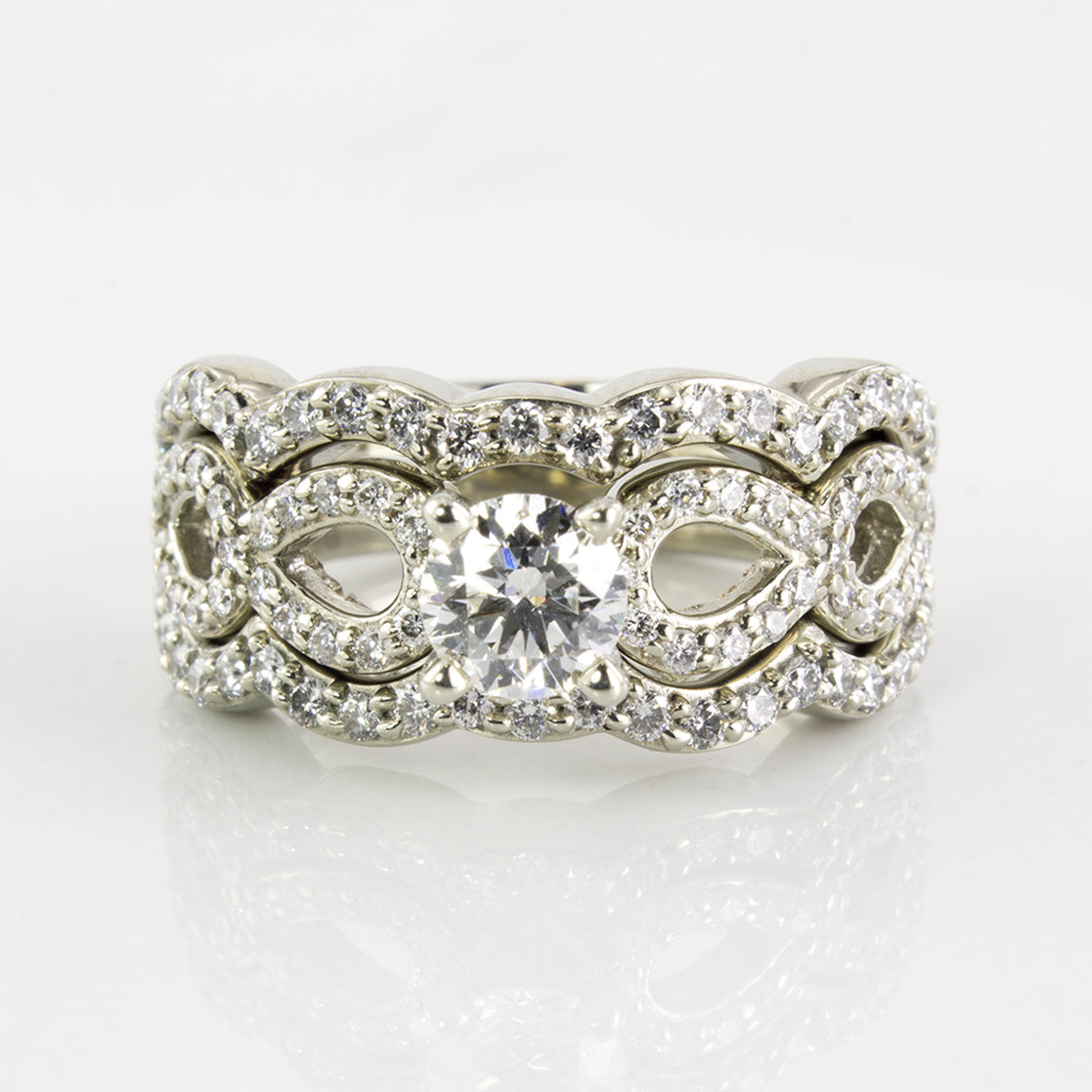 Twisted Open Work Diamond Wedding Set | 1.06 ctw | SZ 4.75 |