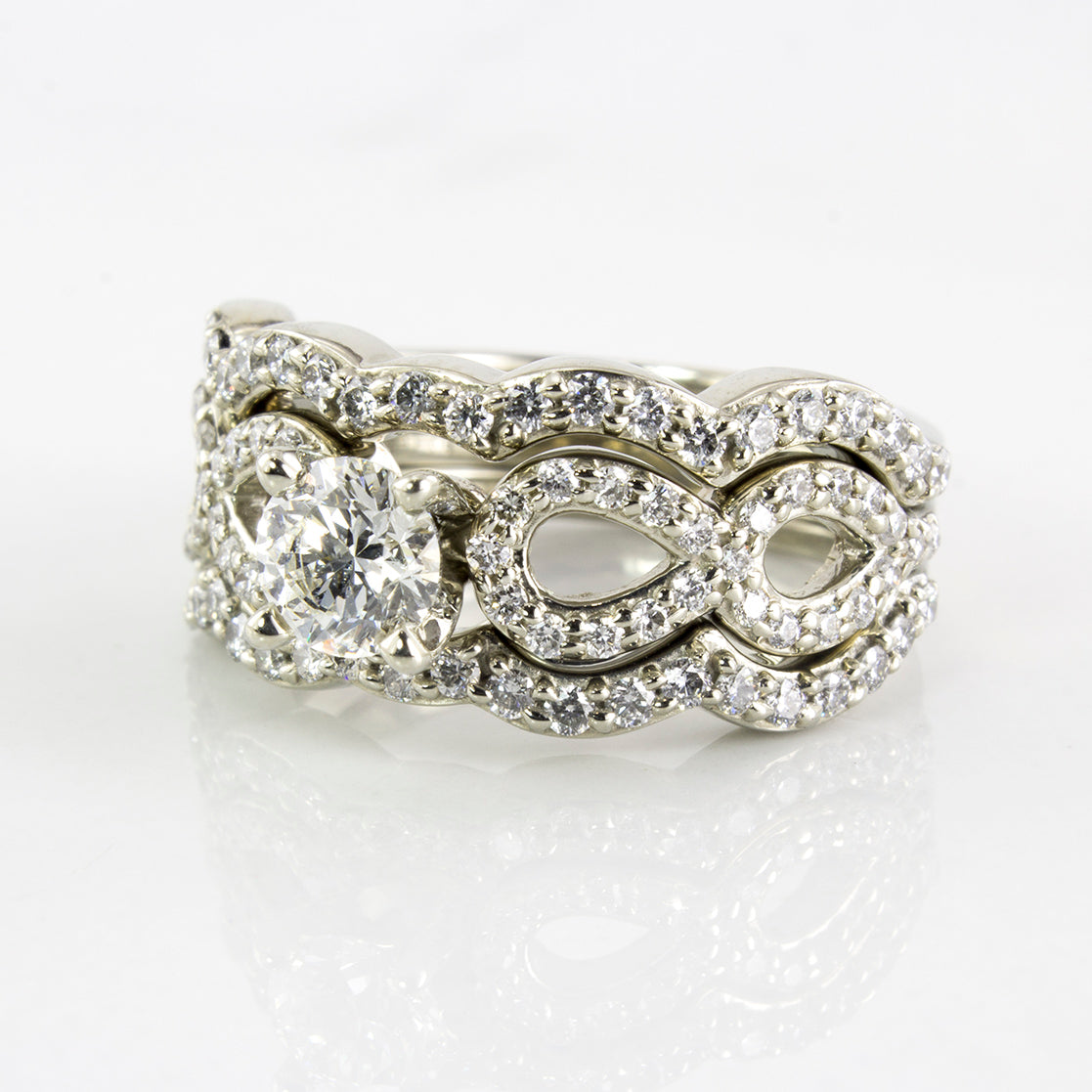 Twisted Open Work Diamond Wedding Set | 1.06 ctw | SZ 4.75 |