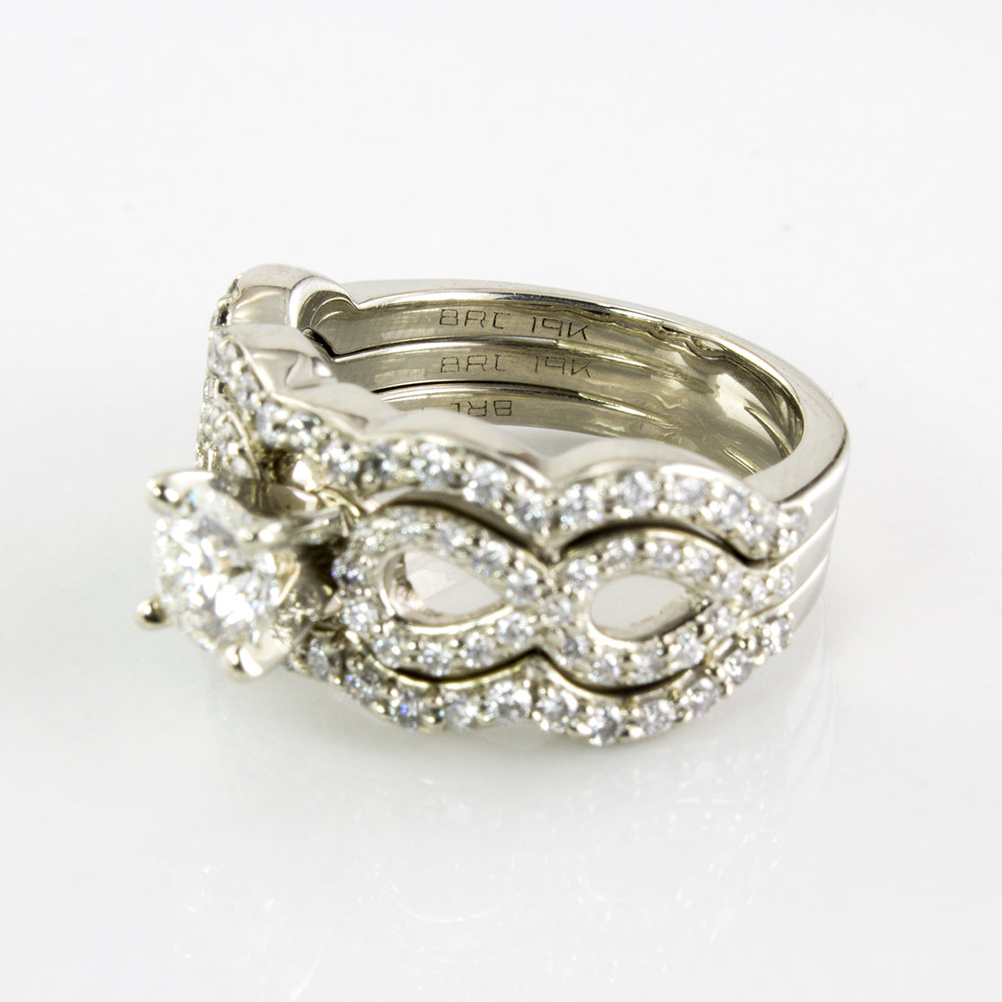 Twisted Open Work Diamond Wedding Set | 1.06 ctw | SZ 4.75 |