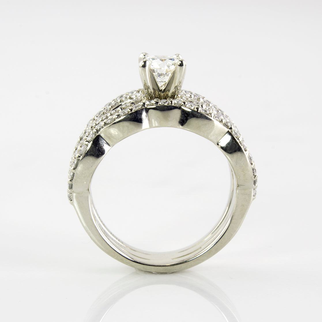 Twisted Open Work Diamond Wedding Set | 1.06 ctw | SZ 4.75 |