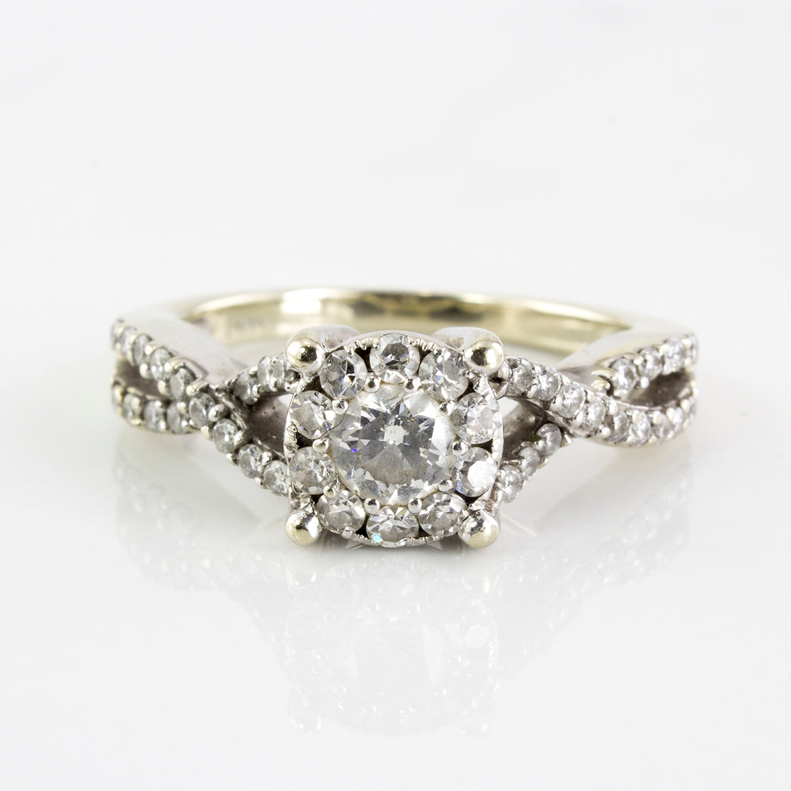 Braided Band Diamond Halo Ring | 0.77 ctw | SZ 5.75 |
