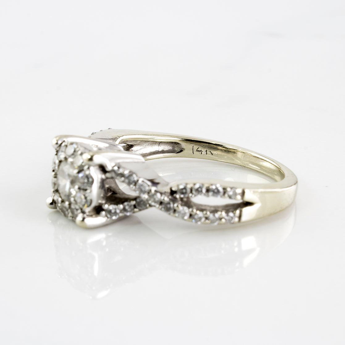 Braided Band Diamond Halo Ring | 0.77 ctw | SZ 5.75 |