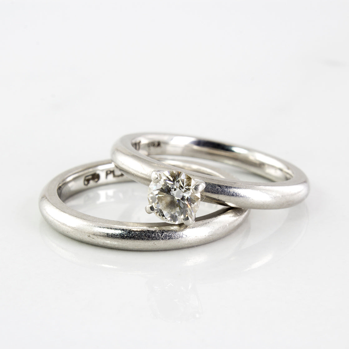 Platinum Solitaire GIA Diamond Wedding Set | 0.40 ctw | SZ 5 |