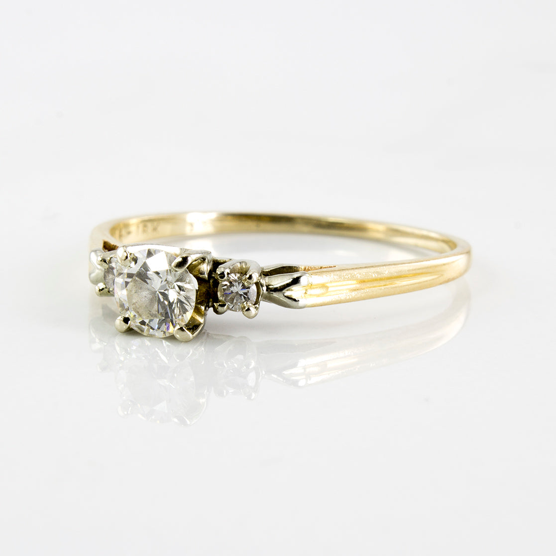 Bague fine à trois diamants | 0,42 ct | Taille 9,75 |