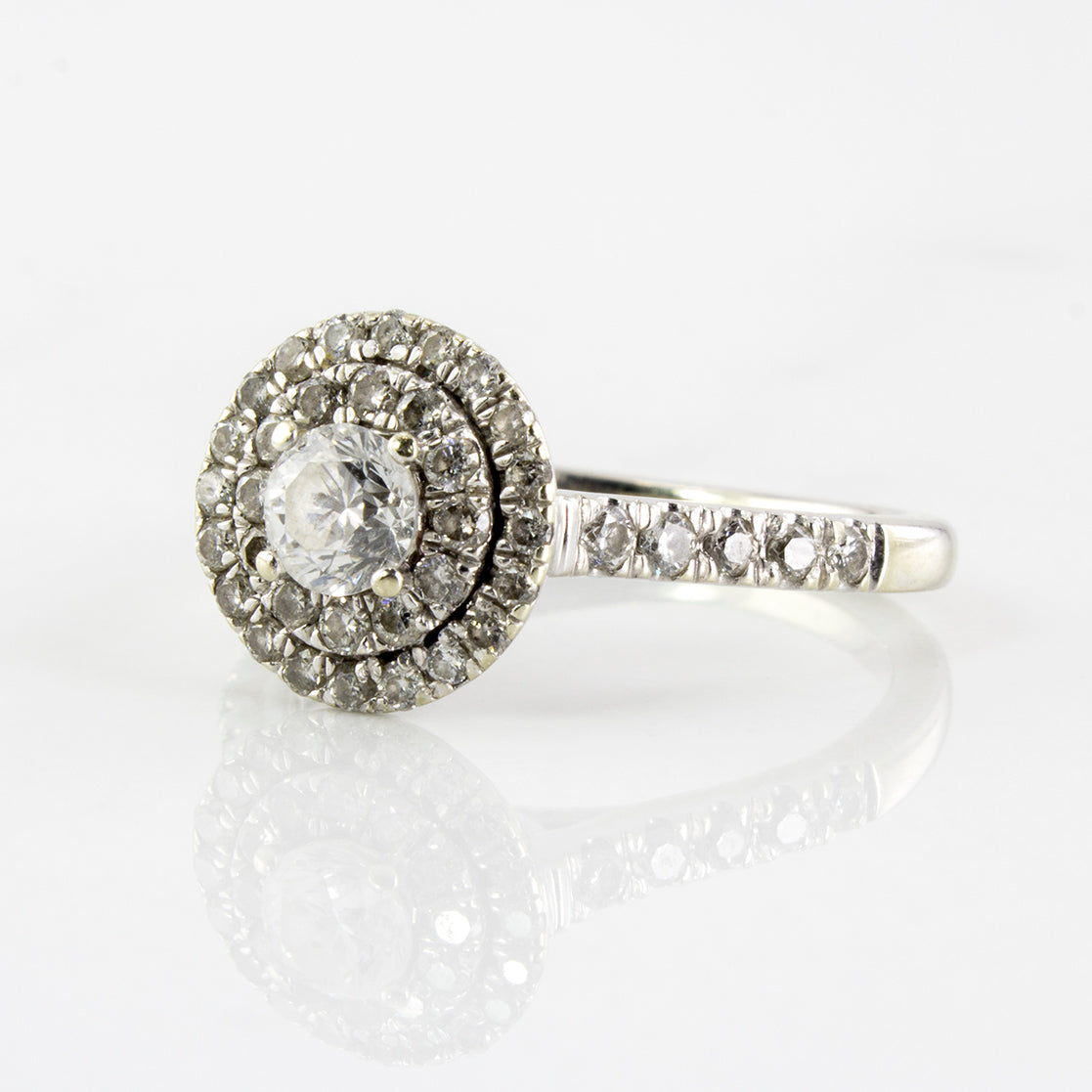 Double Halo Diamond Engagement Ring | 0.80 ctw | SZ 4.5 |