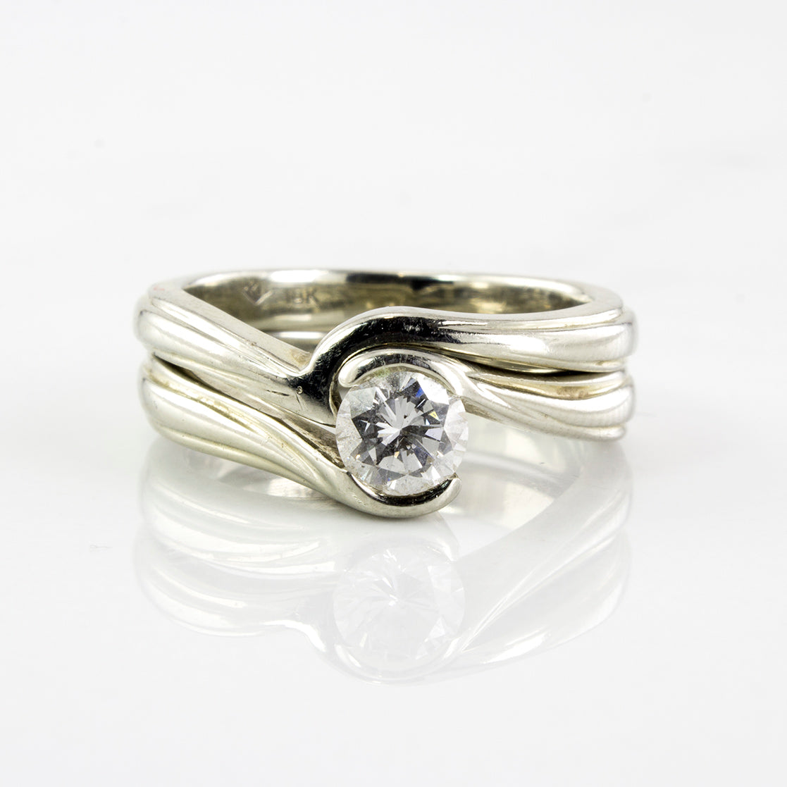 Solitaire Diamond Bypass Wedding Set | 0.47 ctw | SZ 6.25 |