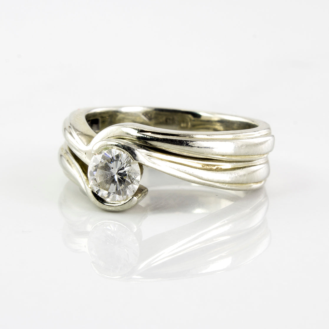 Solitaire Diamond Bypass Wedding Set | 0.47 ctw | SZ 6.25 |