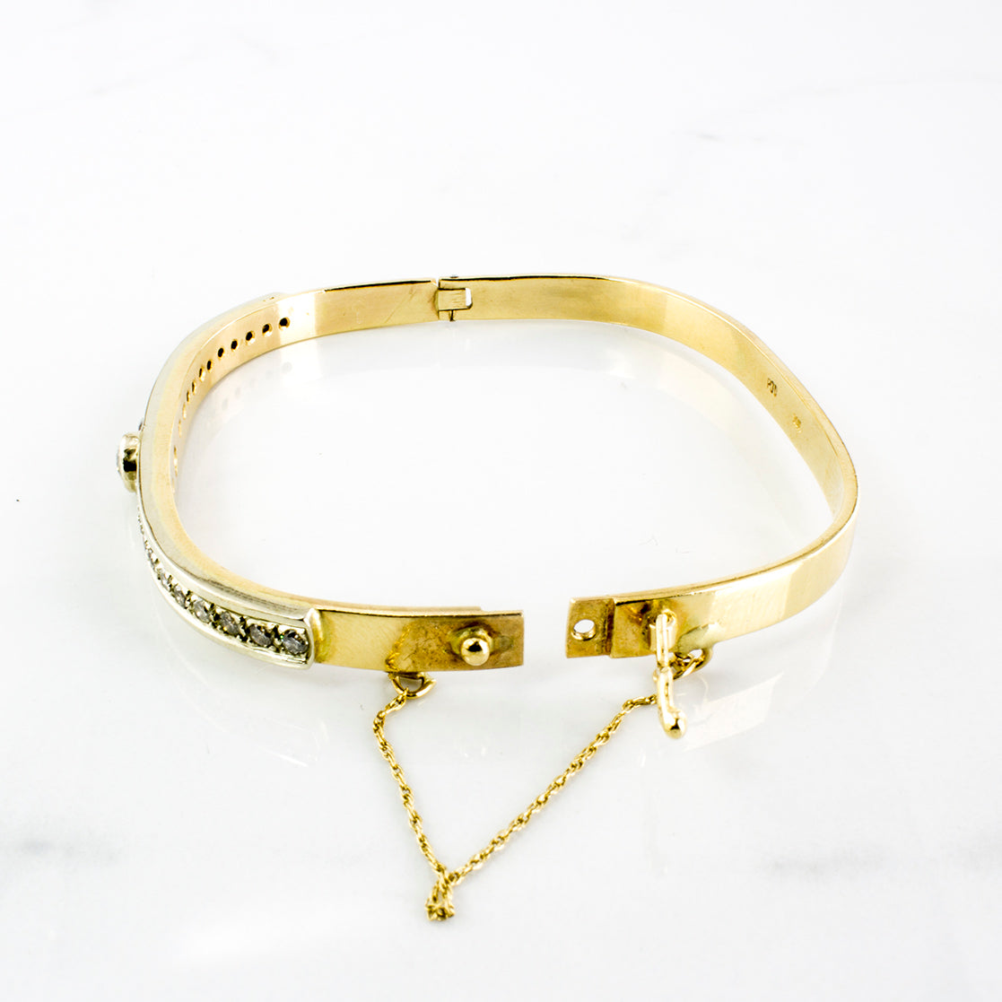 Art Deco Old European Cut Diamond Hinged Bangle | 1.35 ctw | SZ 7.5" |