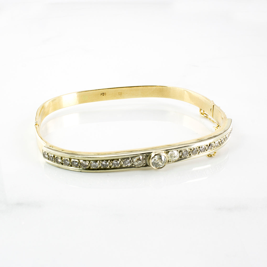 Art Deco Old European Cut Diamond Hinged Bangle | 1.35 ctw | SZ 7.5" |