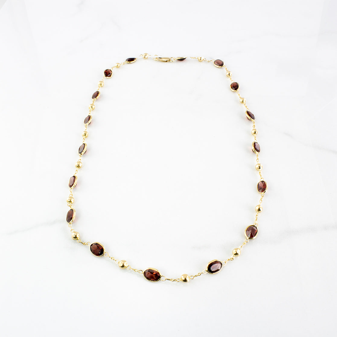 Oval Garnet Link Bracelet & Necklace Set | 21.25 ctw |