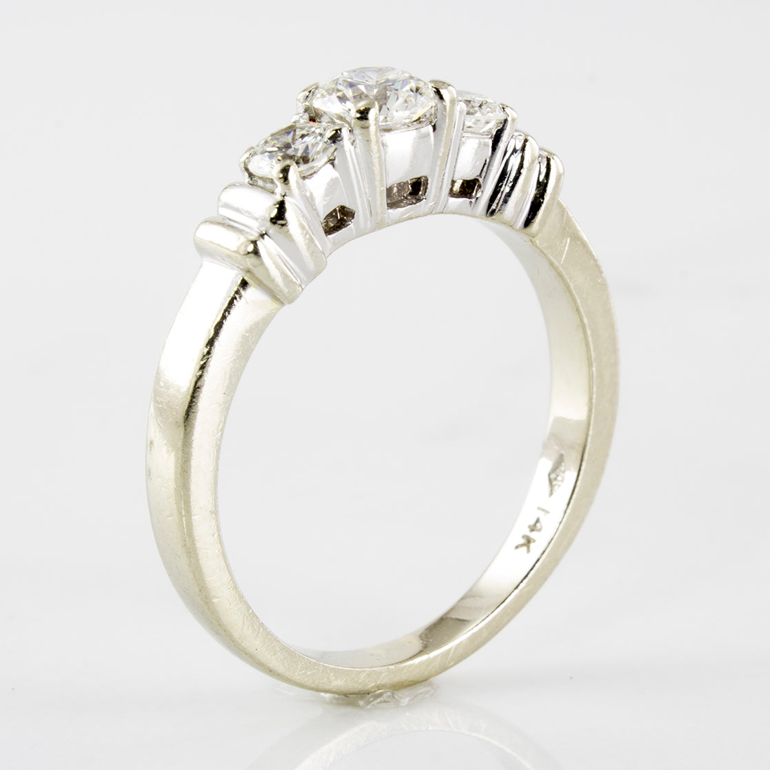 Flush Three Stone Diamond Engagement Ring | 0.74 ctw | SZ 7.5 |