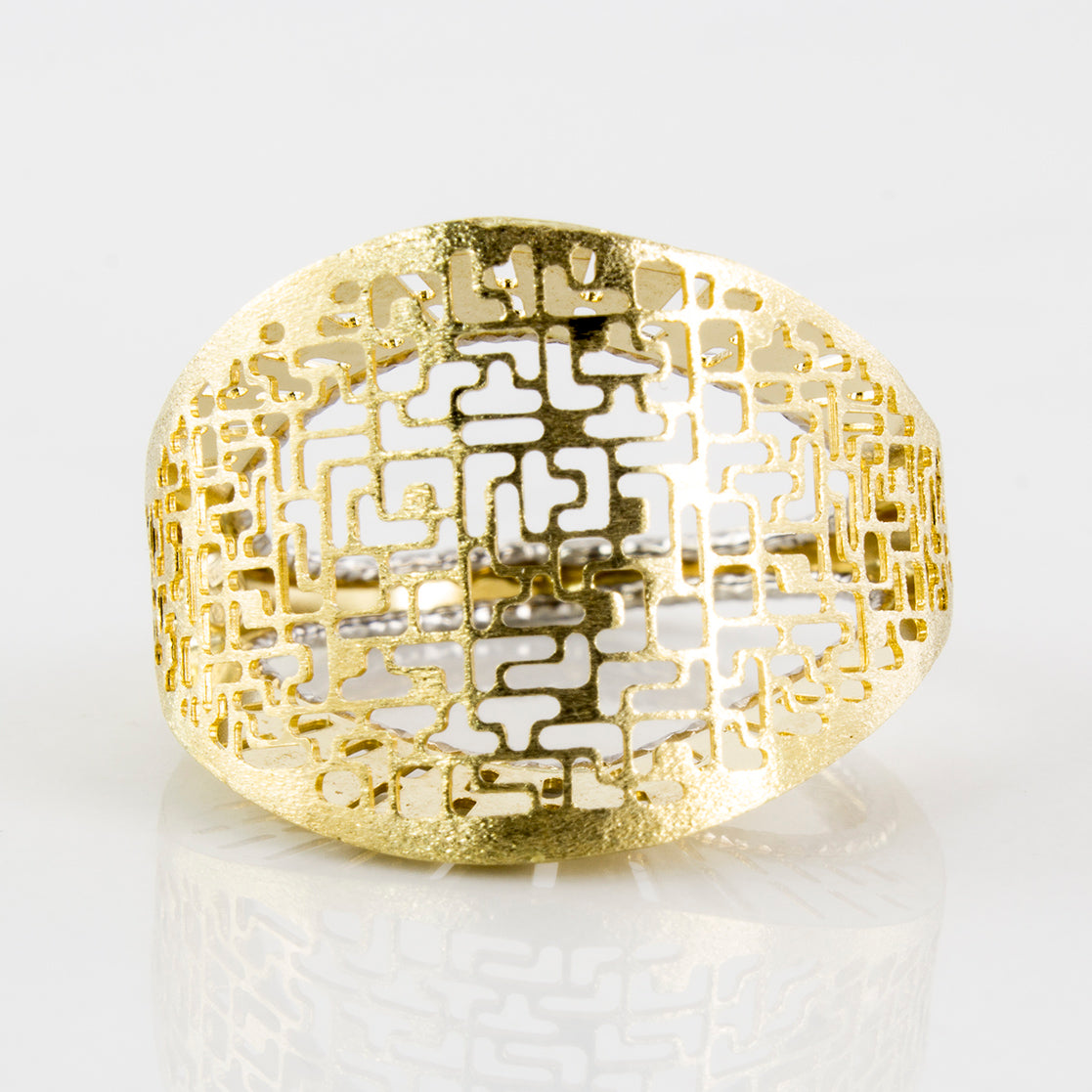 Bague bicolore à forme géométrique creuse | Taille 8 |