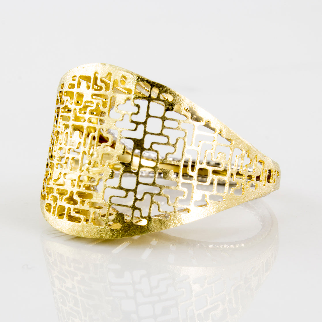 Bague bicolore à forme géométrique creuse | Taille 8 |