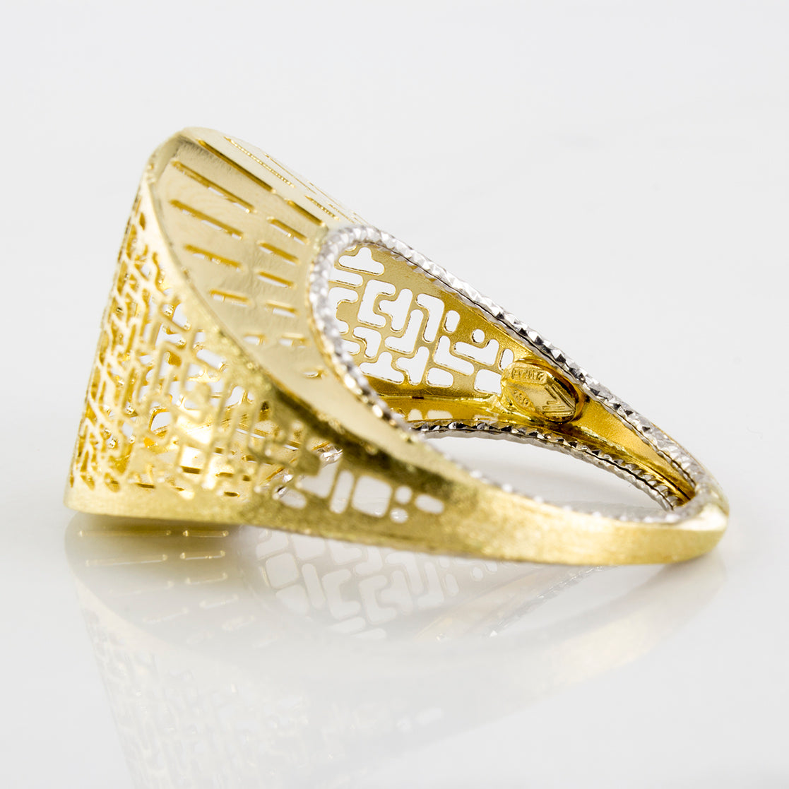 Bague bicolore à forme géométrique creuse | Taille 8 |