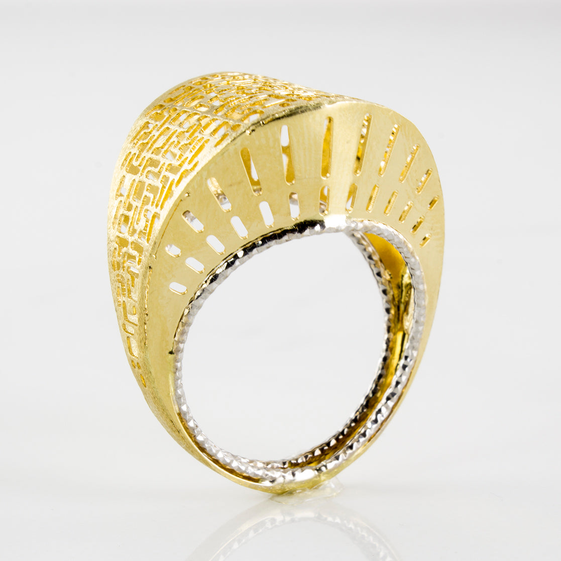 Bague bicolore à forme géométrique creuse | Taille 8 |