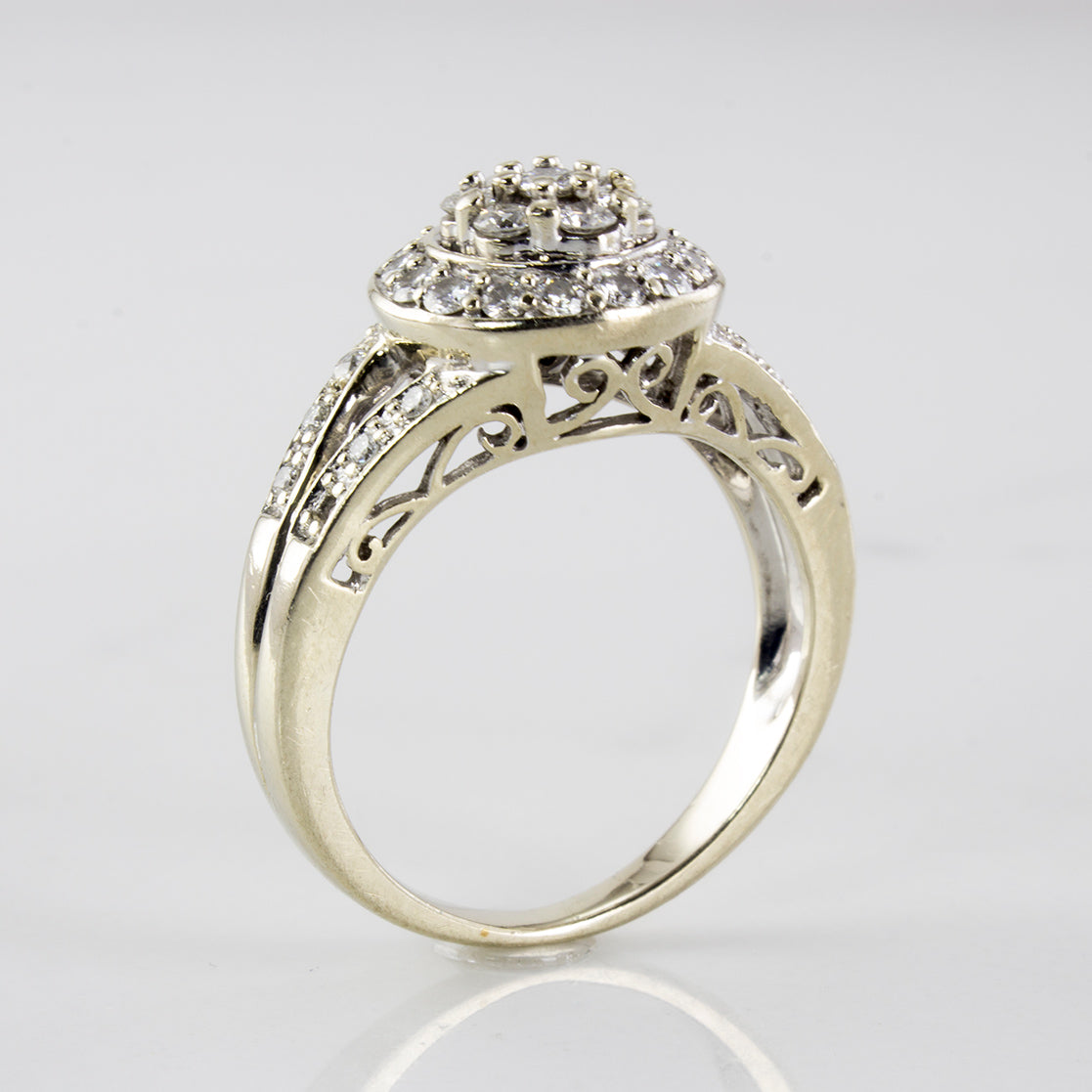 Diamond Halo Cluster Wedding Set | 0.54 ctw | SZ 5.75 |