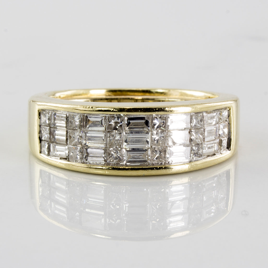 Bague en diamants taille baguette et princesse | 1,50 ct | Taille 5 |