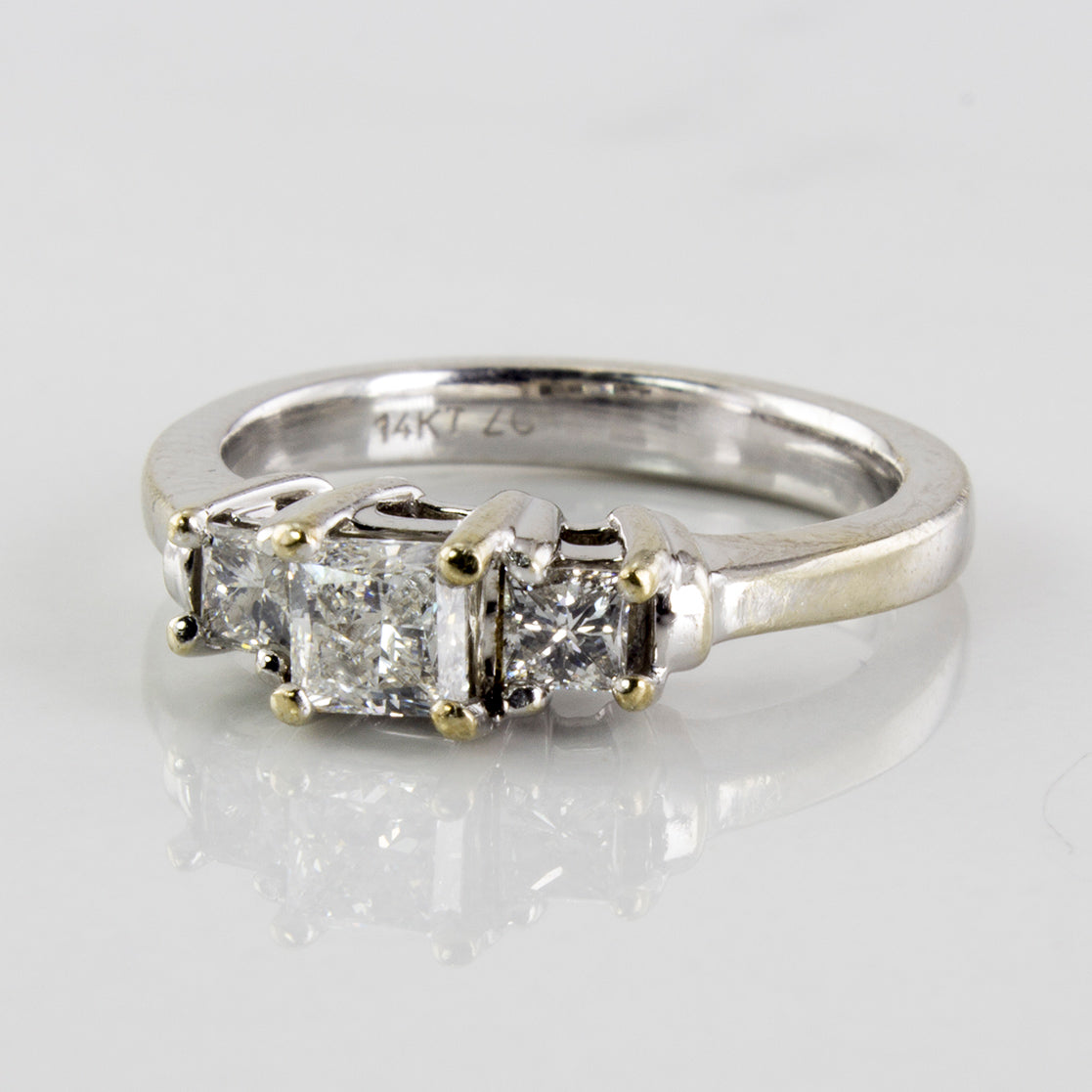 Three Stone Princess Diamond Engagement Ring | 0.58 ctw | SZ 3.25 |